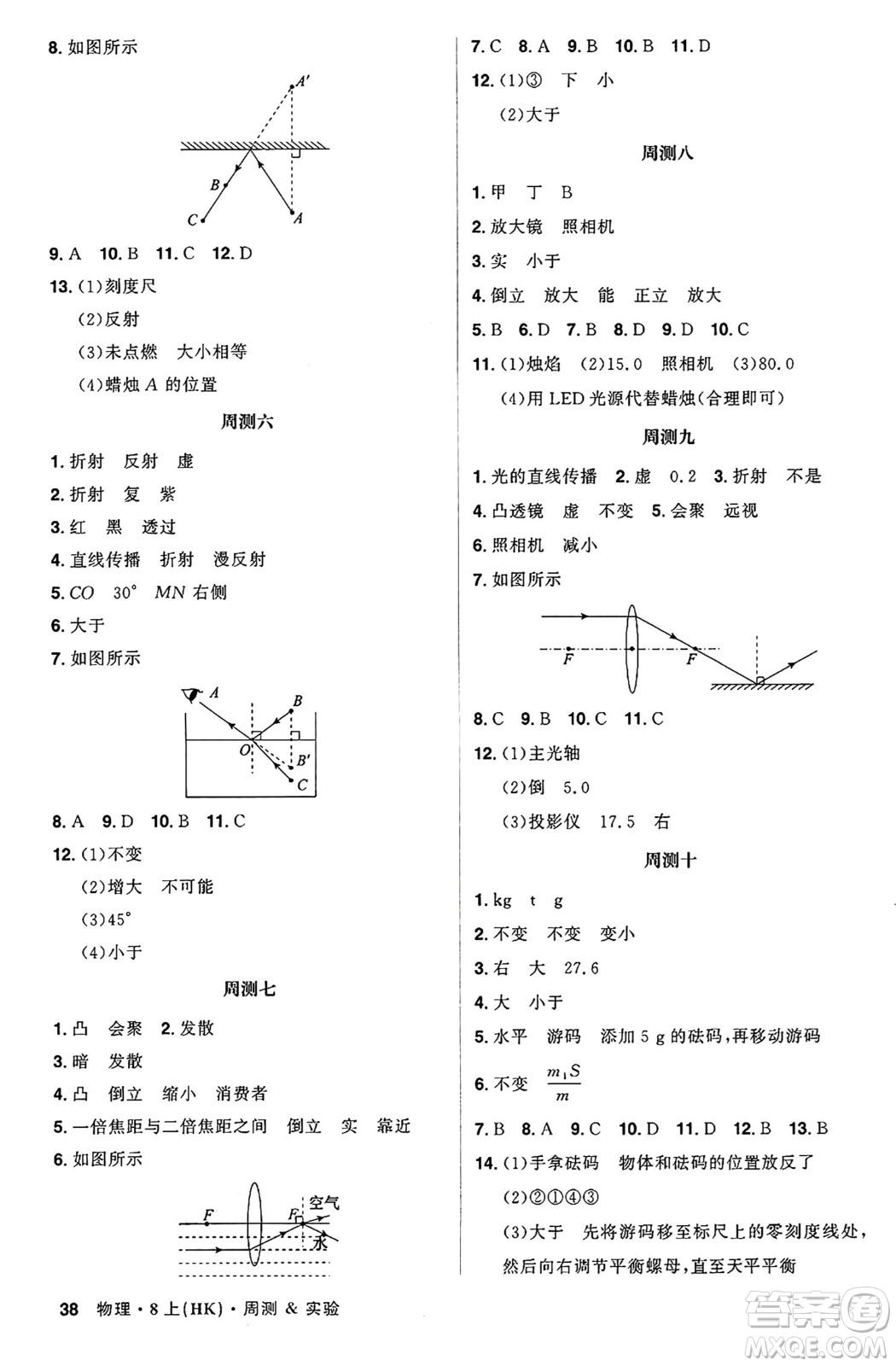 安徽師范大學(xué)出版社2024年秋課時A計劃八年級物理上冊滬科版答案