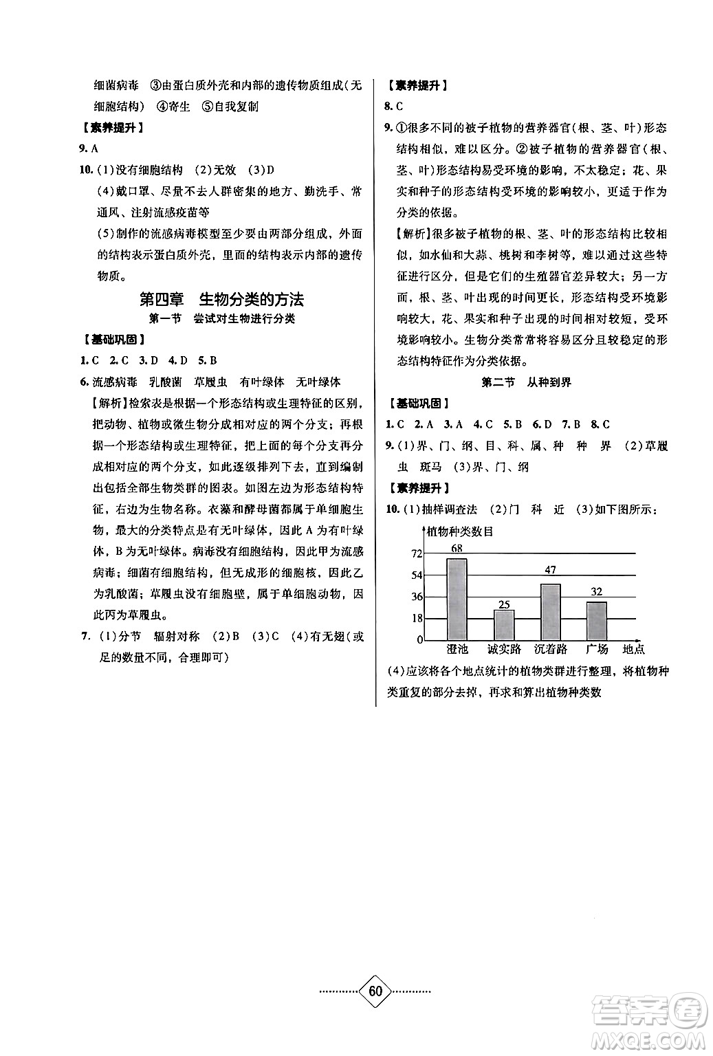 湖南教育出版社2024年秋學(xué)法大視野七年級(jí)生物上冊(cè)人教版長(zhǎng)沙專版答案