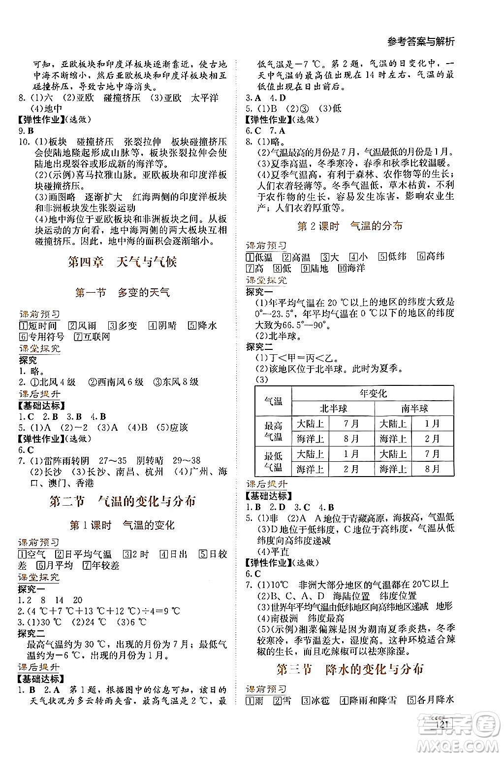 湖南教育出版社2024年秋學法大視野七年級地理上冊人教版答案