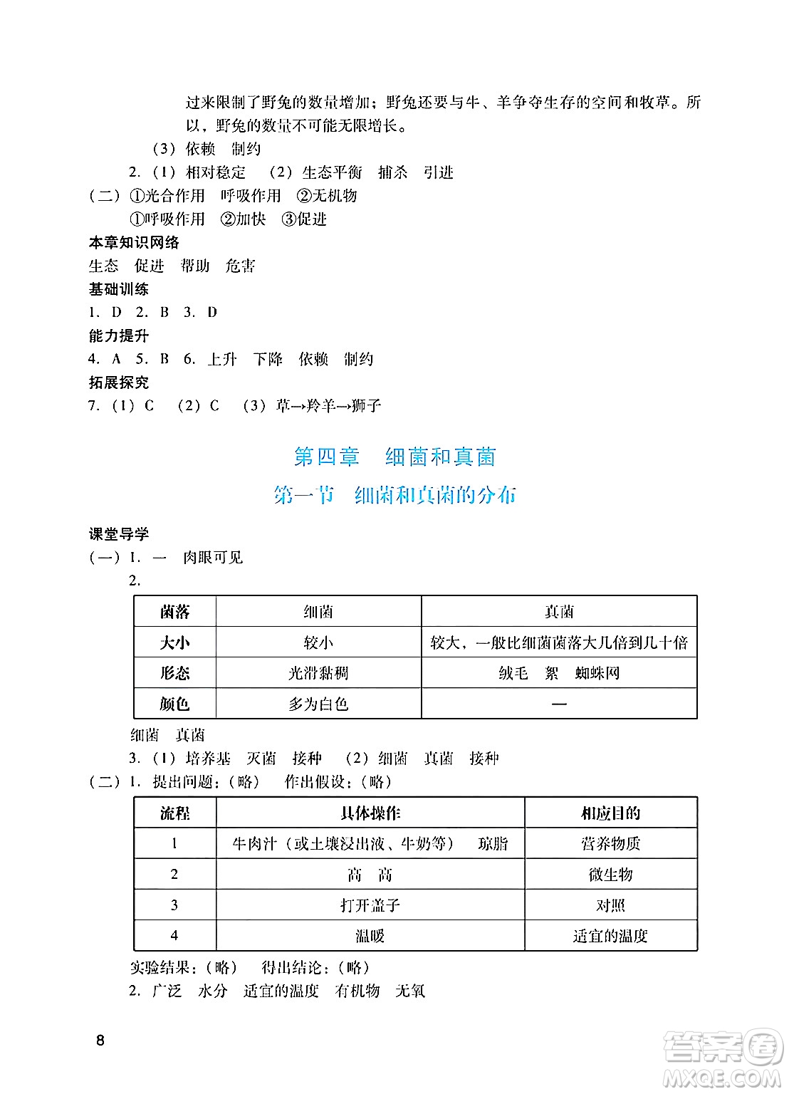 廣州出版社2024年秋陽光學(xué)業(yè)評(píng)價(jià)八年級(jí)生物上冊(cè)人教版答案