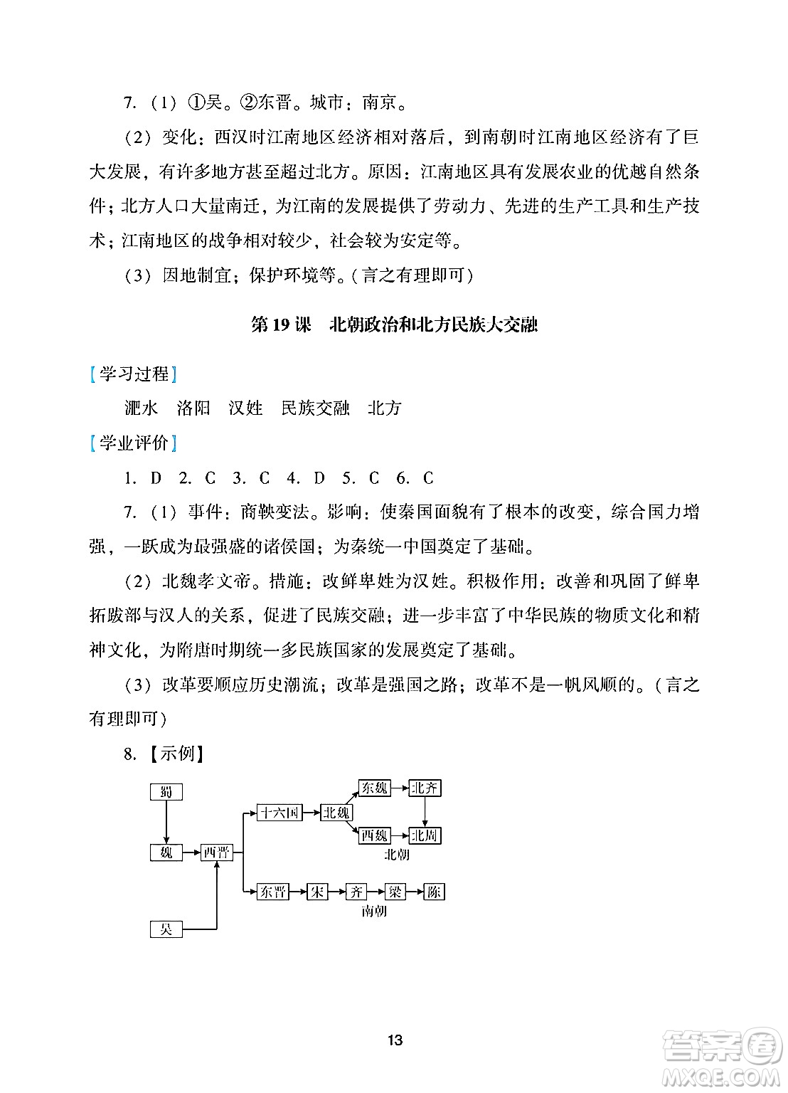 廣州出版社2024年秋陽光學業(yè)評價七年級歷史上冊人教版答案