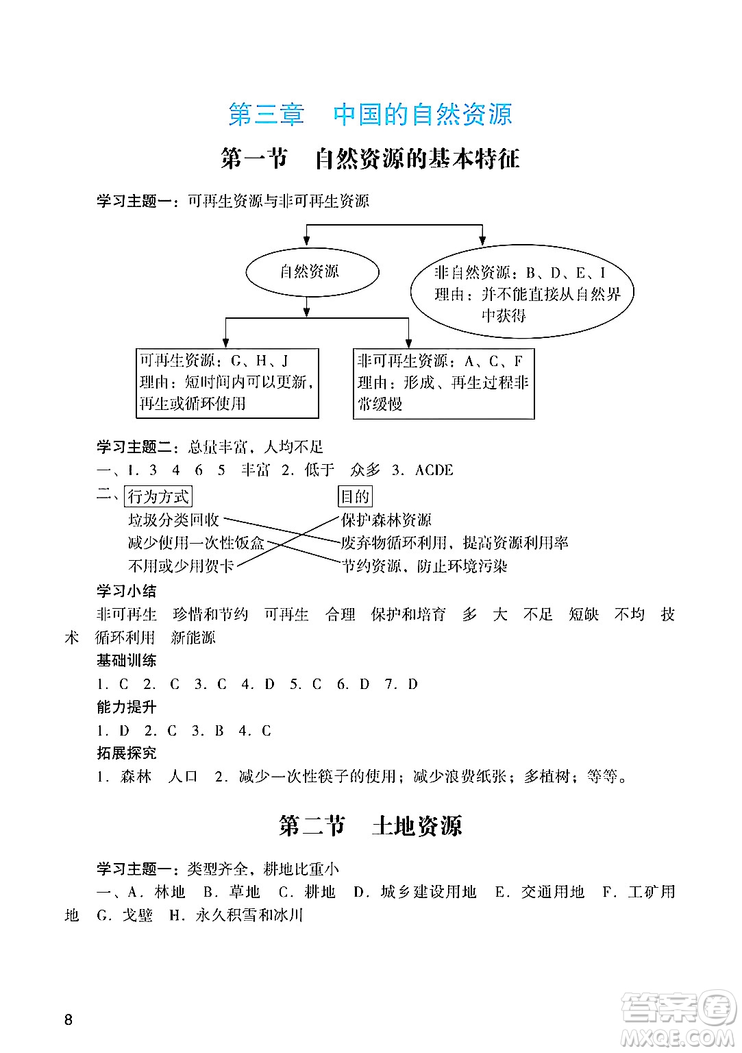 廣州出版社2024年秋陽(yáng)光學(xué)業(yè)評(píng)價(jià)八年級(jí)地理上冊(cè)人教版答案