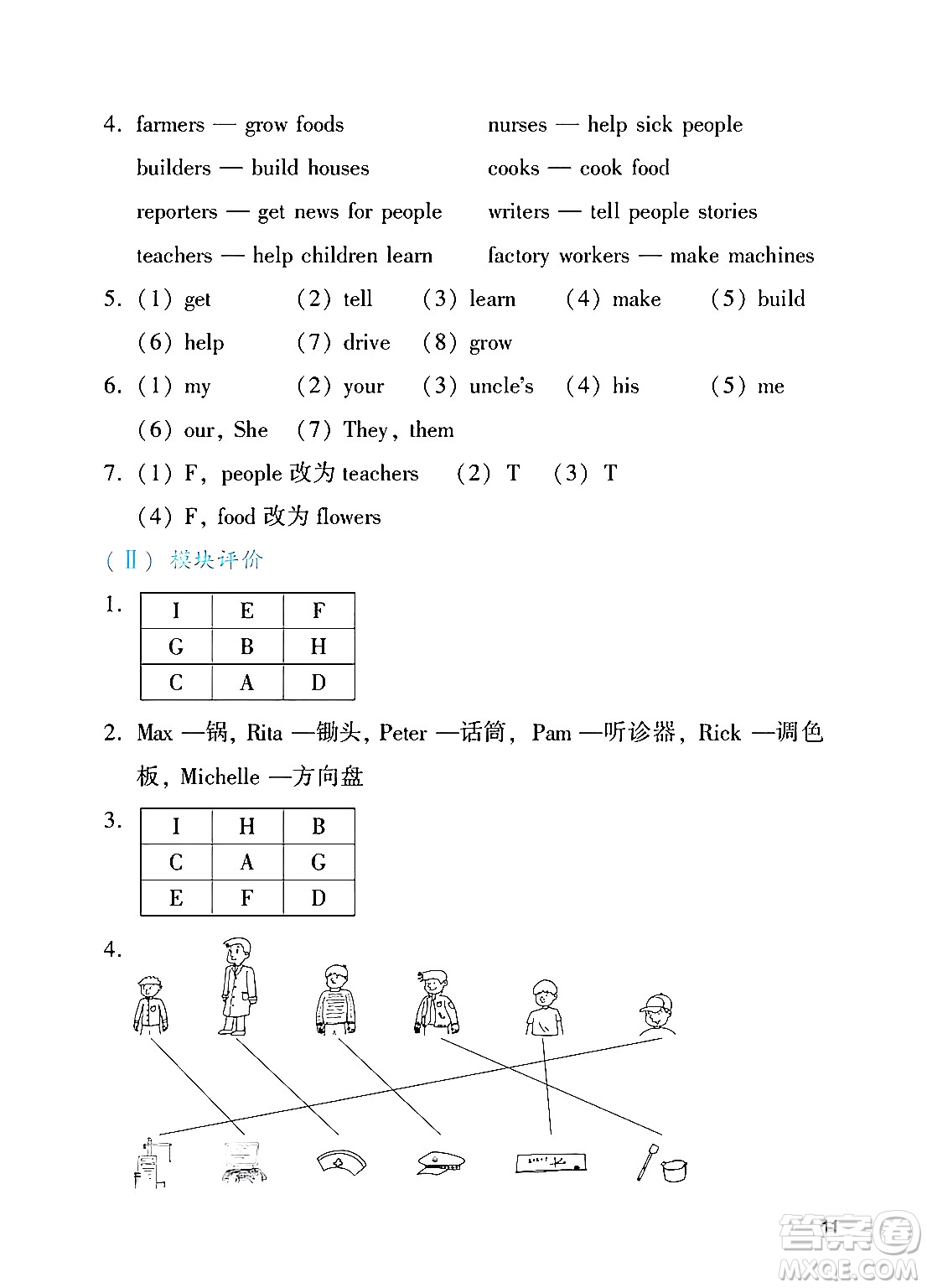 廣州出版社2024年秋陽光學(xué)業(yè)評價四年級英語上冊教科版答案