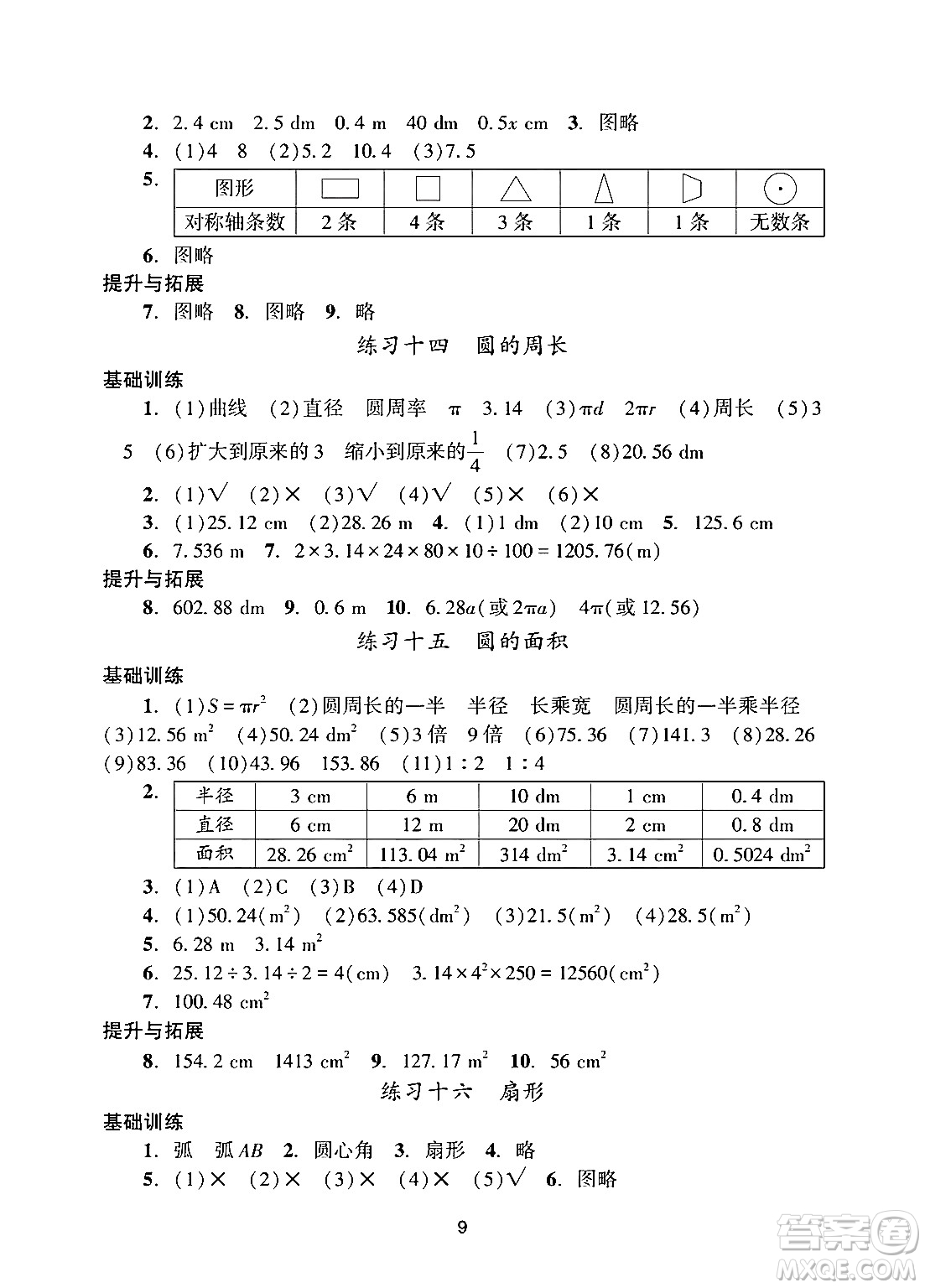 廣州出版社2024年秋陽光學(xué)業(yè)評價六年級數(shù)學(xué)上冊人教版答案