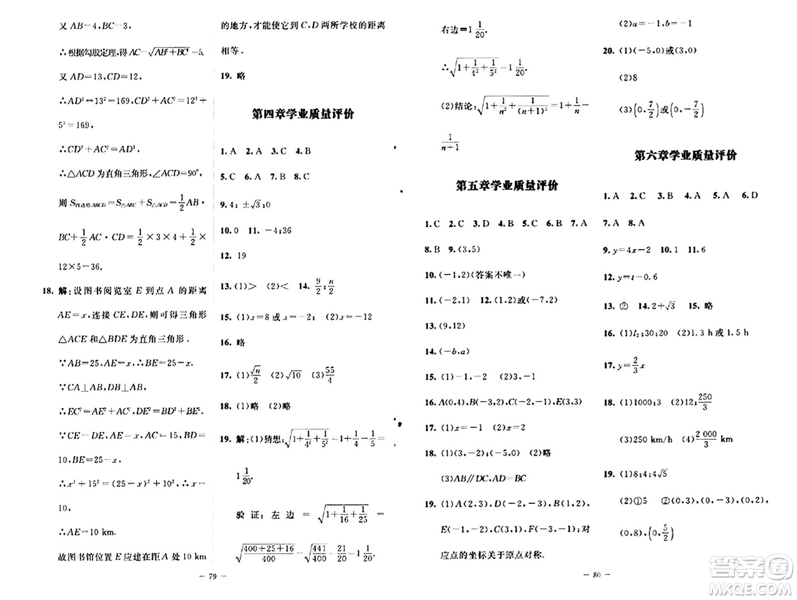 北京師范大學(xué)出版社2024秋初中同步練習(xí)冊(cè)七年級(jí)數(shù)學(xué)上冊(cè)魯教版五四制答案