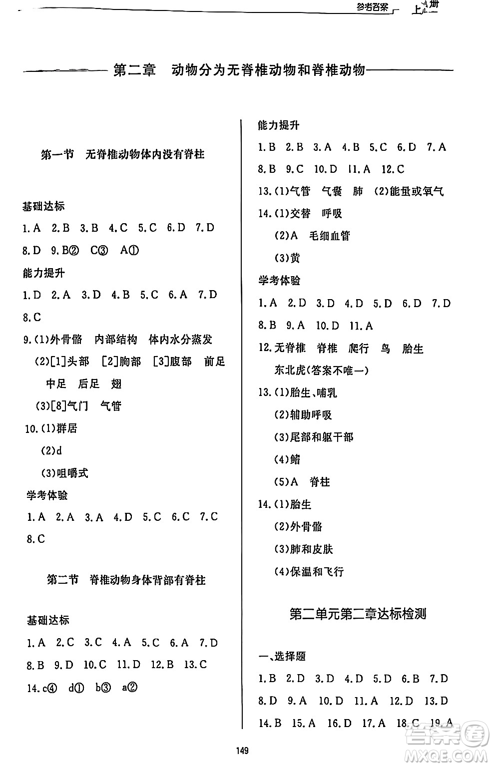 濟(jì)南出版社2024秋初中同步練習(xí)冊(cè)七年級(jí)生物上冊(cè)濟(jì)南版答案