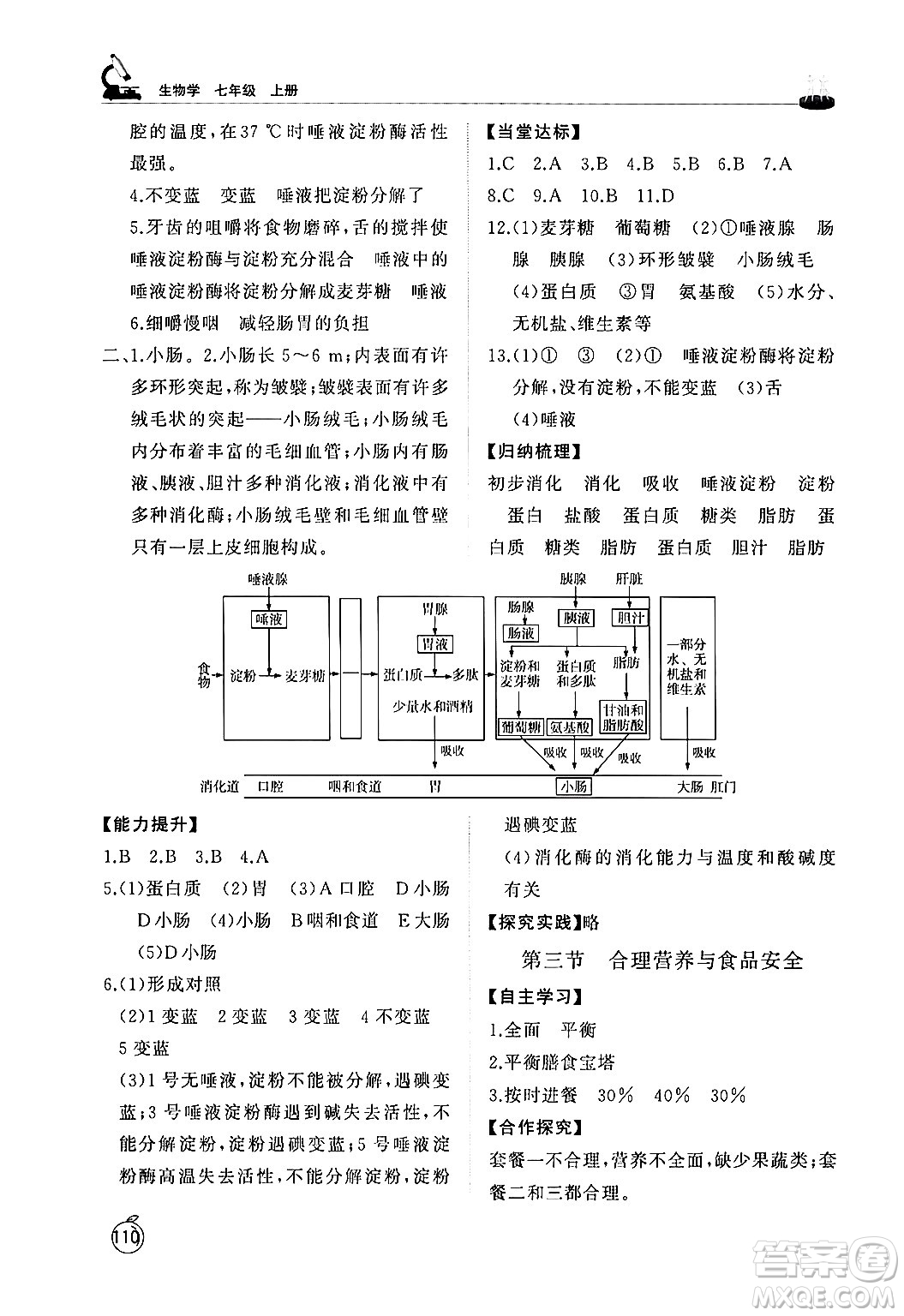 山東友誼出版社2024秋初中同步練習(xí)冊七年級生物上冊魯科版五四制答案