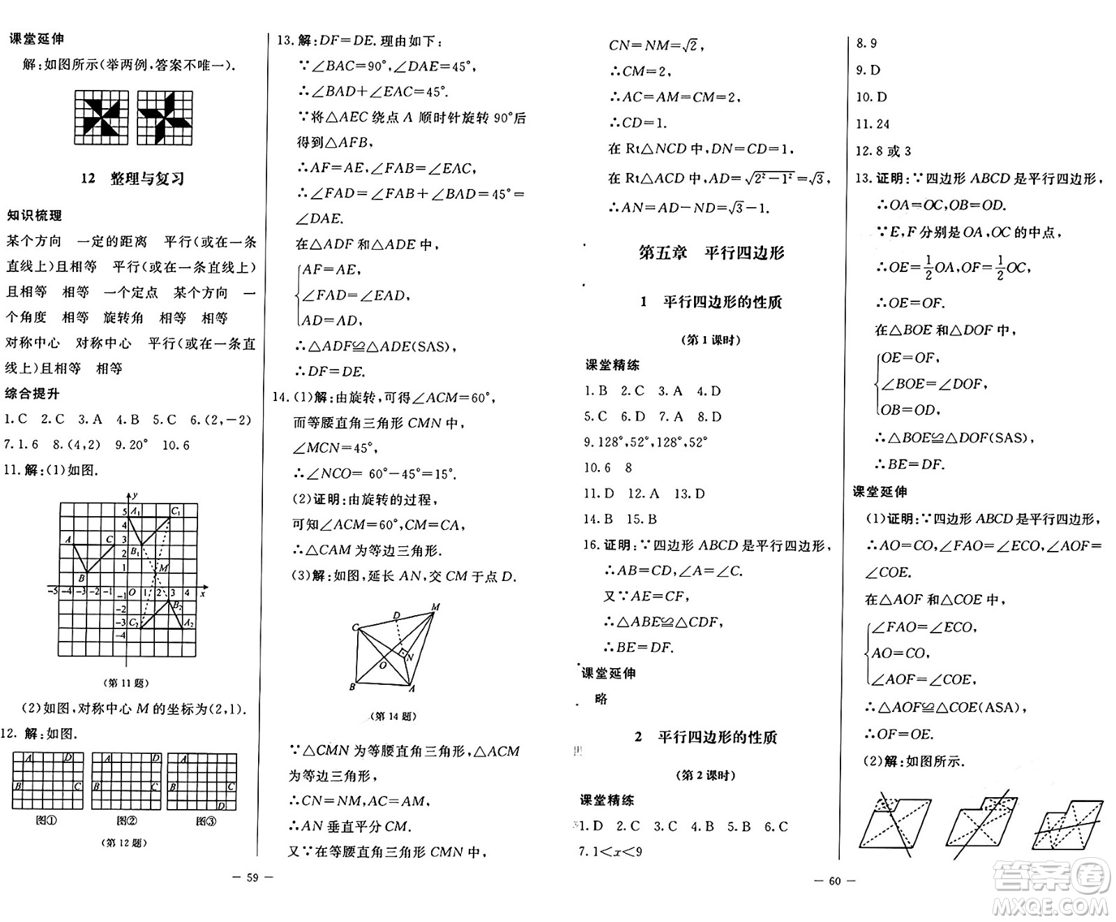 北京師范大學(xué)出版社2024秋初中同步練習(xí)冊(cè)八年級(jí)數(shù)學(xué)上冊(cè)魯教版五四制答案