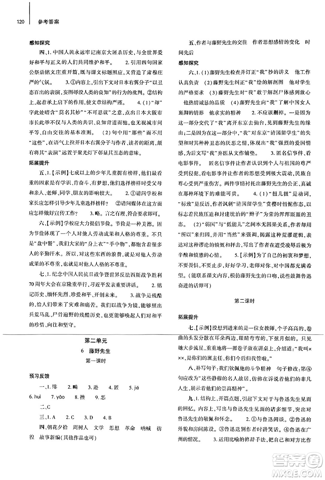 大象出版社2024秋初中同步練習(xí)冊(cè)八年級(jí)語(yǔ)文上冊(cè)人教版山東專版答案