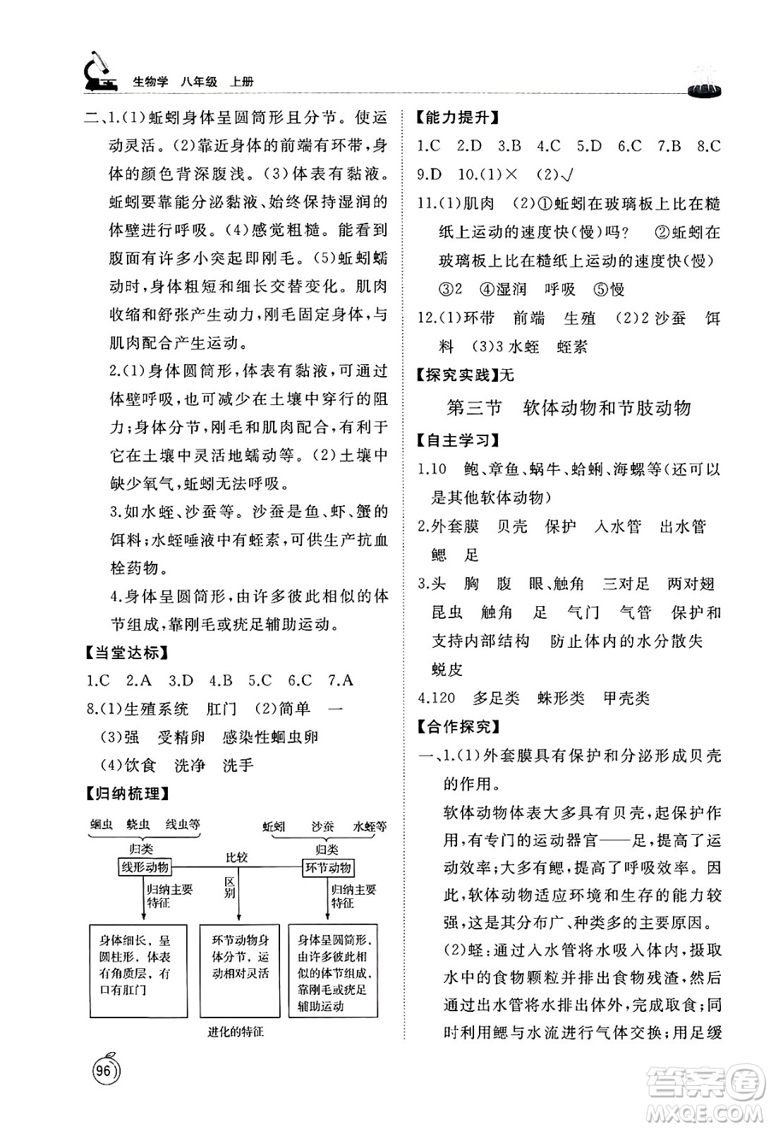 山東友誼出版社2024秋初中同步練習(xí)冊八年級生物上冊魯科版五四制答案