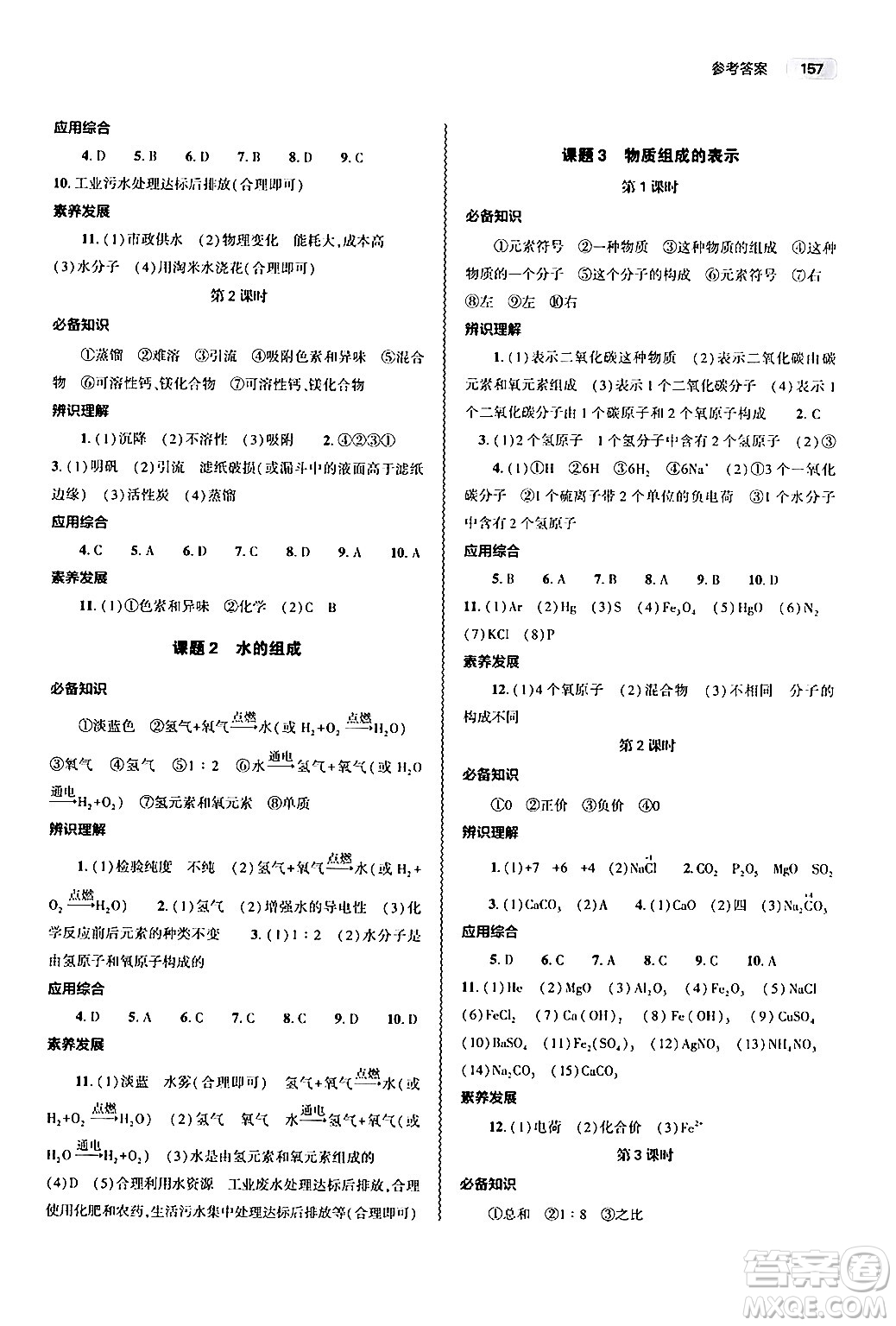 大象出版社2024秋初中同步練習(xí)冊(cè)九年級(jí)化學(xué)上冊(cè)人教版山東專版答案