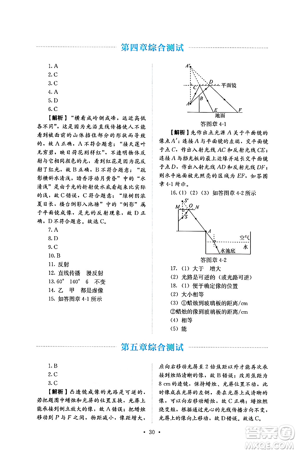 人民教育出版社2024年秋人教金學(xué)典同步練習(xí)冊同步解析與測評八年級物理上冊人教版答案