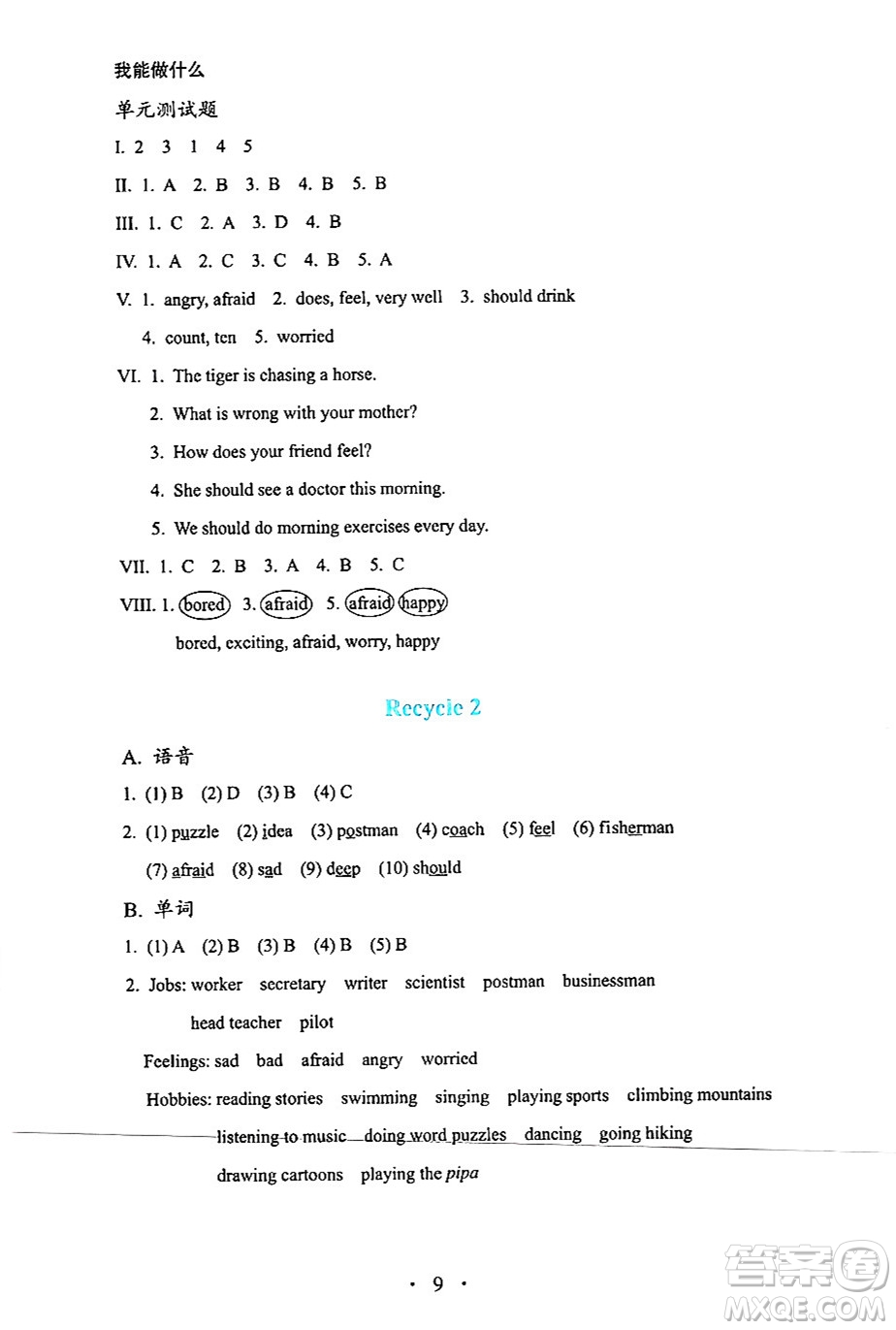 人民教育出版社2024年秋人教金學(xué)典同步練習(xí)冊(cè)同步解析與測(cè)評(píng)六年級(jí)英語(yǔ)上冊(cè)人教PEP版三起點(diǎn)答案