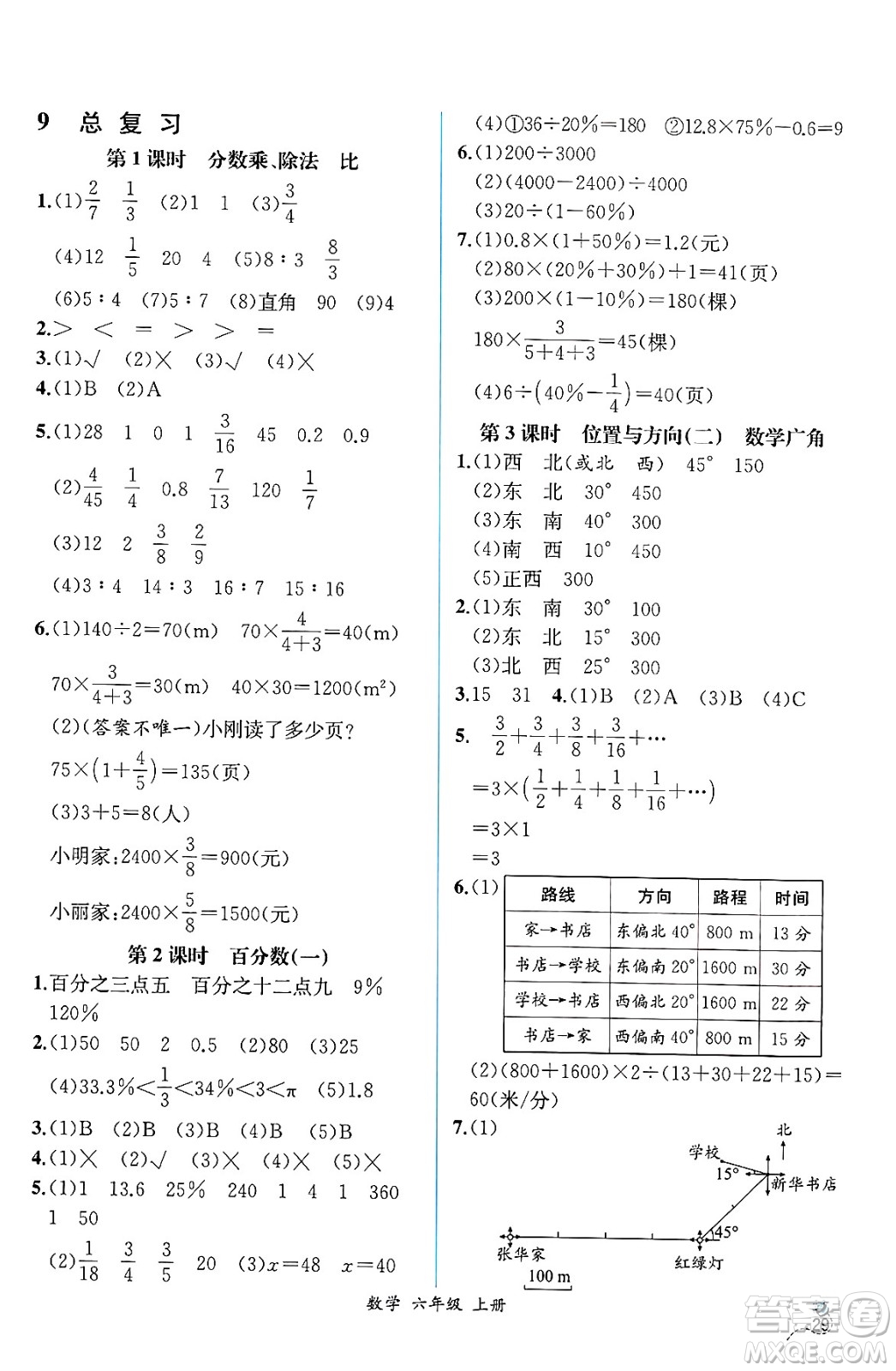 人民教育出版社2024年秋人教金學(xué)典同步練習(xí)冊(cè)同步解析與測(cè)評(píng)六年級(jí)數(shù)學(xué)上冊(cè)人教版云南專版答案