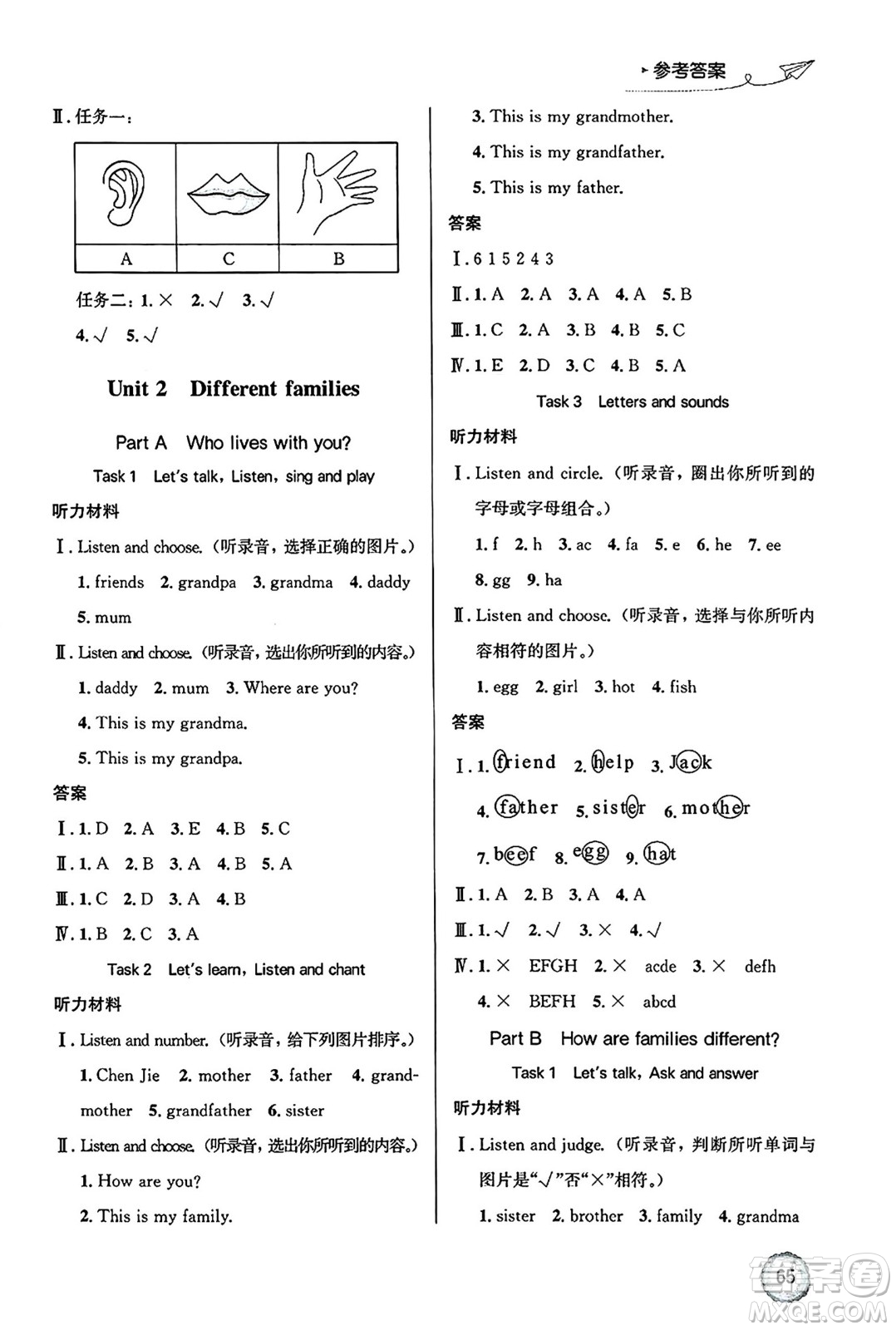 人民教育出版社2024年秋小學(xué)同步測(cè)控優(yōu)化設(shè)計(jì)三年級(jí)英語上冊(cè)人教PEP版廣東專版答案