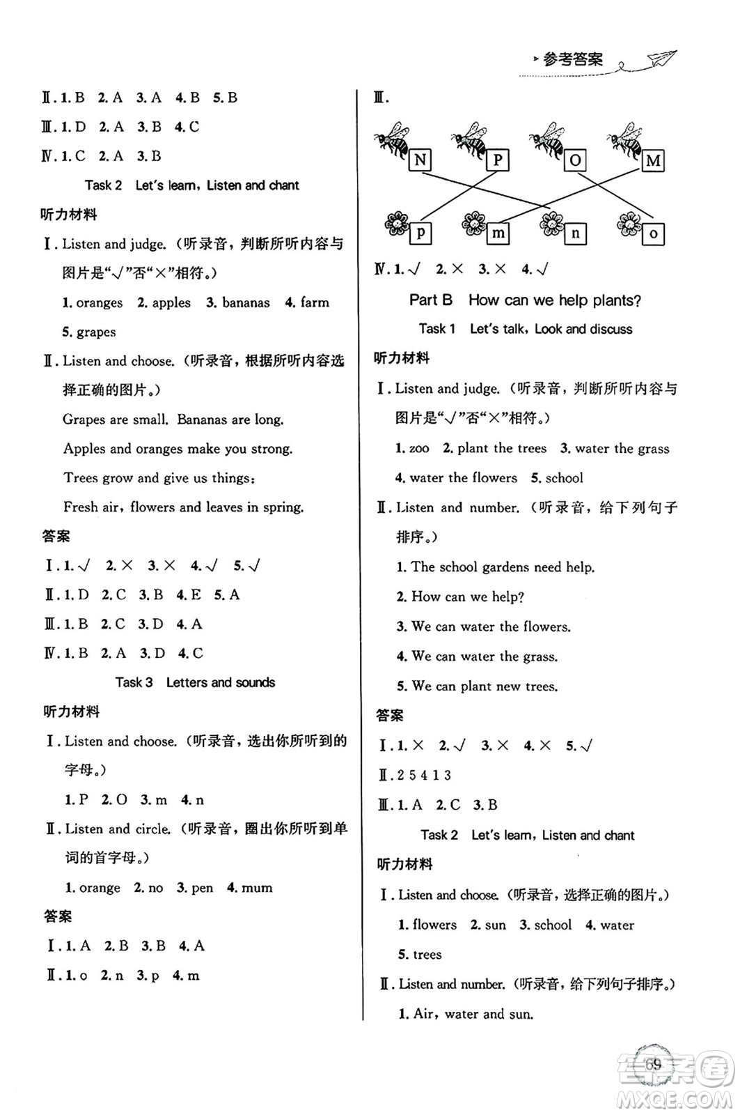 人民教育出版社2024年秋小學(xué)同步測(cè)控優(yōu)化設(shè)計(jì)三年級(jí)英語上冊(cè)人教PEP版廣東專版答案