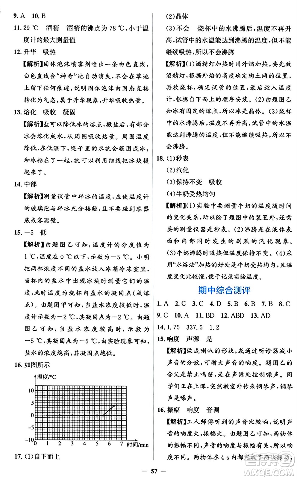 人民教育出版社2024年秋同步解析與測評學(xué)練考八年級物理上冊人教版答案