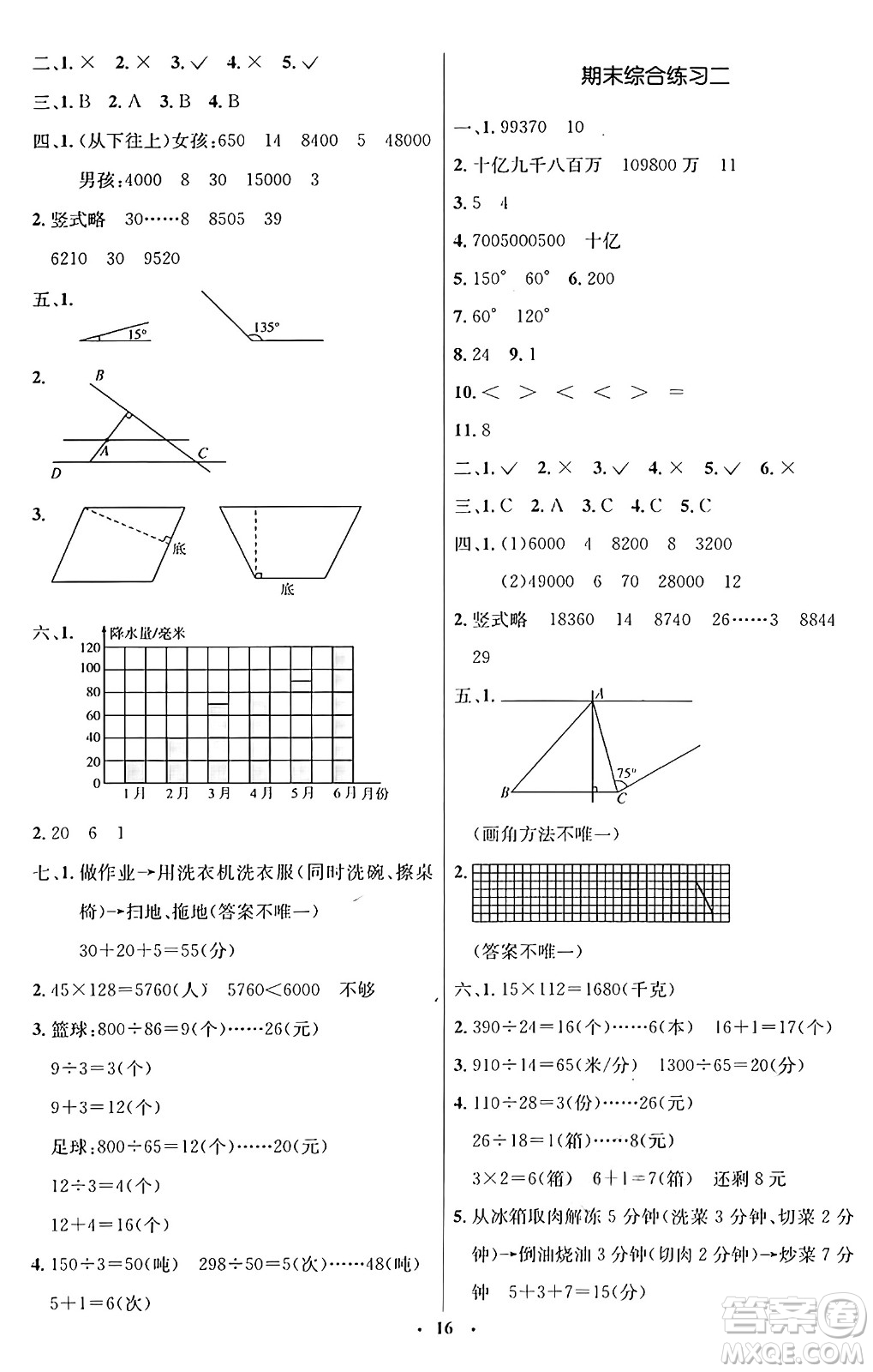 人民教育出版社2024年秋同步解析與測(cè)評(píng)學(xué)練考四年級(jí)數(shù)學(xué)上冊(cè)人教版答案