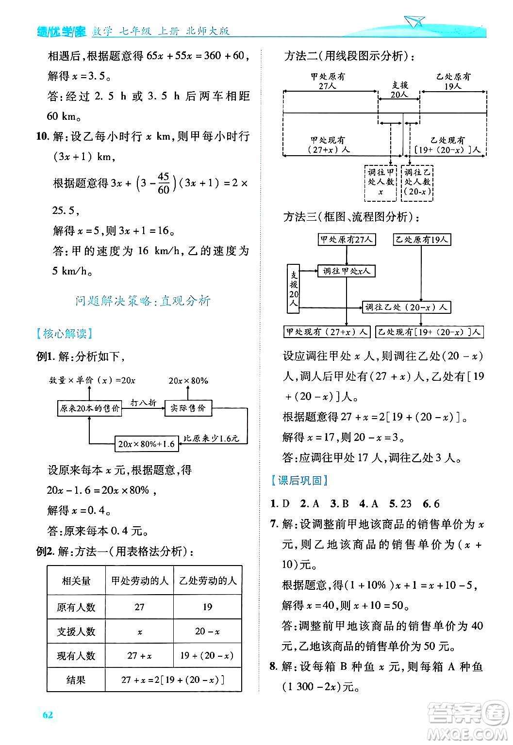 陜西師范大學(xué)出版總社有限公司2024年秋績優(yōu)學(xué)案七年級(jí)數(shù)學(xué)上冊(cè)北師大版答案