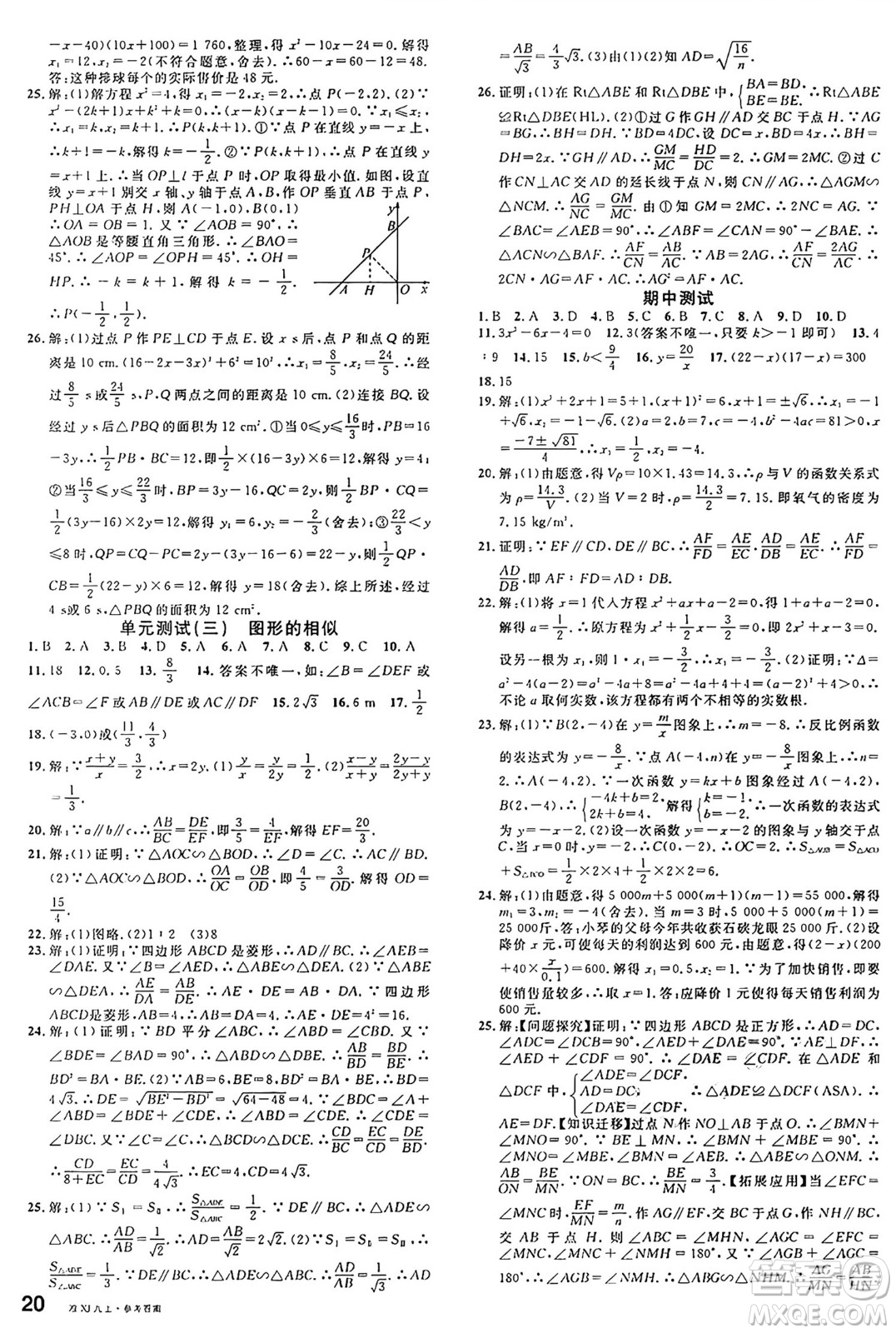 廣東經(jīng)濟(jì)出版社2024年秋名校課堂九年級(jí)數(shù)學(xué)上冊(cè)湘教版答案