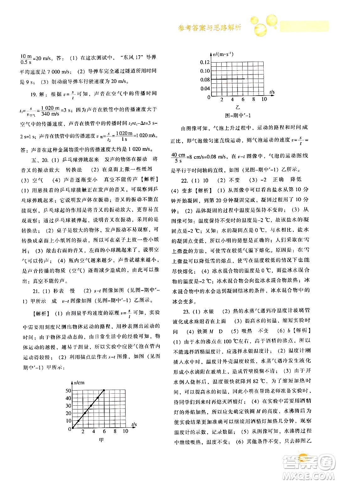 遼寧教育出版社2024年秋尖子生題庫(kù)八年級(jí)物理上冊(cè)人教版答案