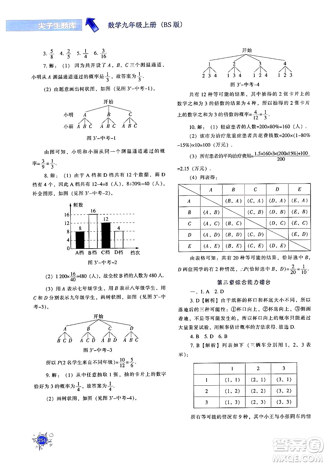 遼寧教育出版社2024年秋尖子生題庫九年級(jí)數(shù)學(xué)上冊(cè)北師大版答案