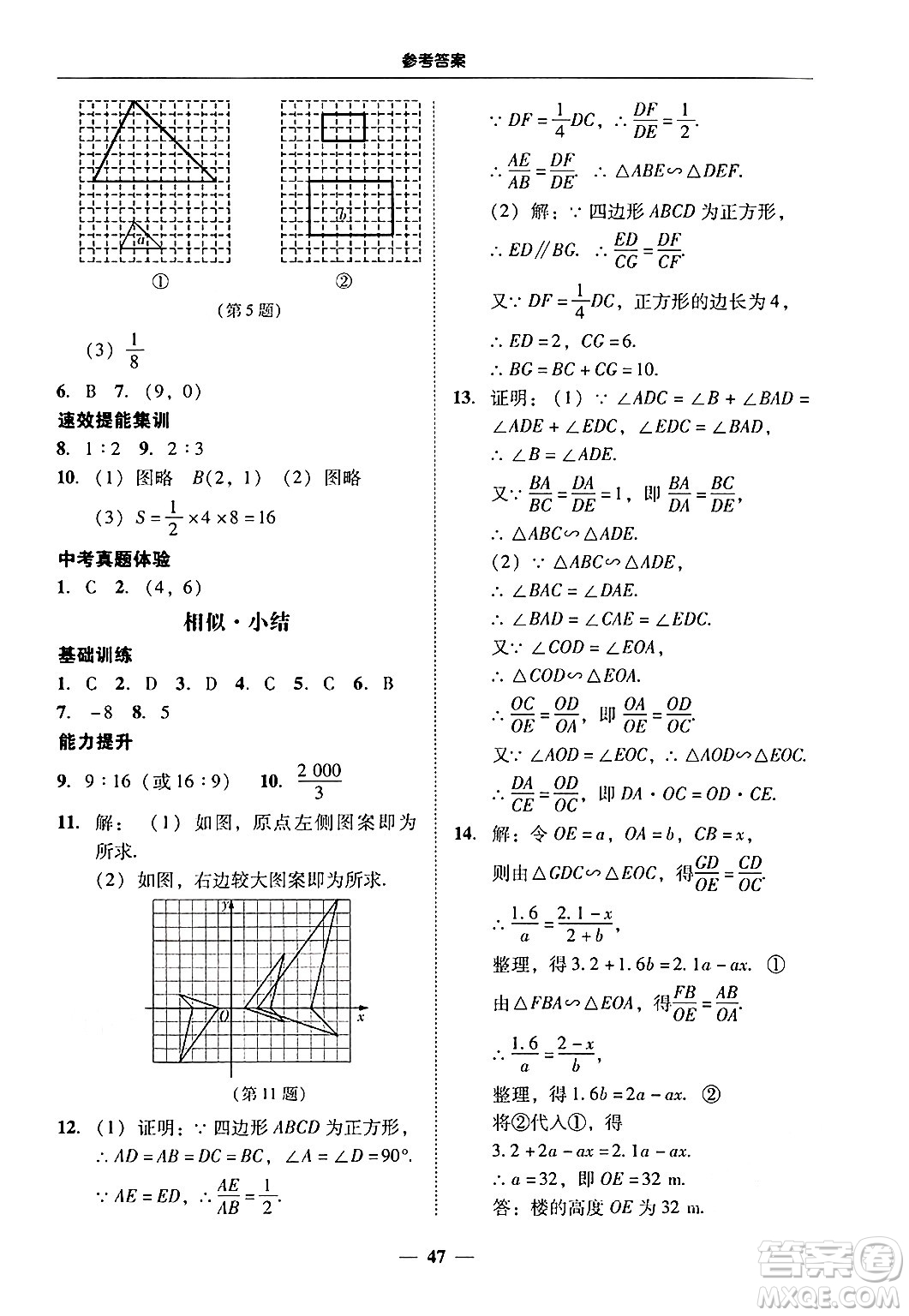 廣東教育出版社2025年秋南粵學典學考精練九年級數(shù)學全一冊人教版答案