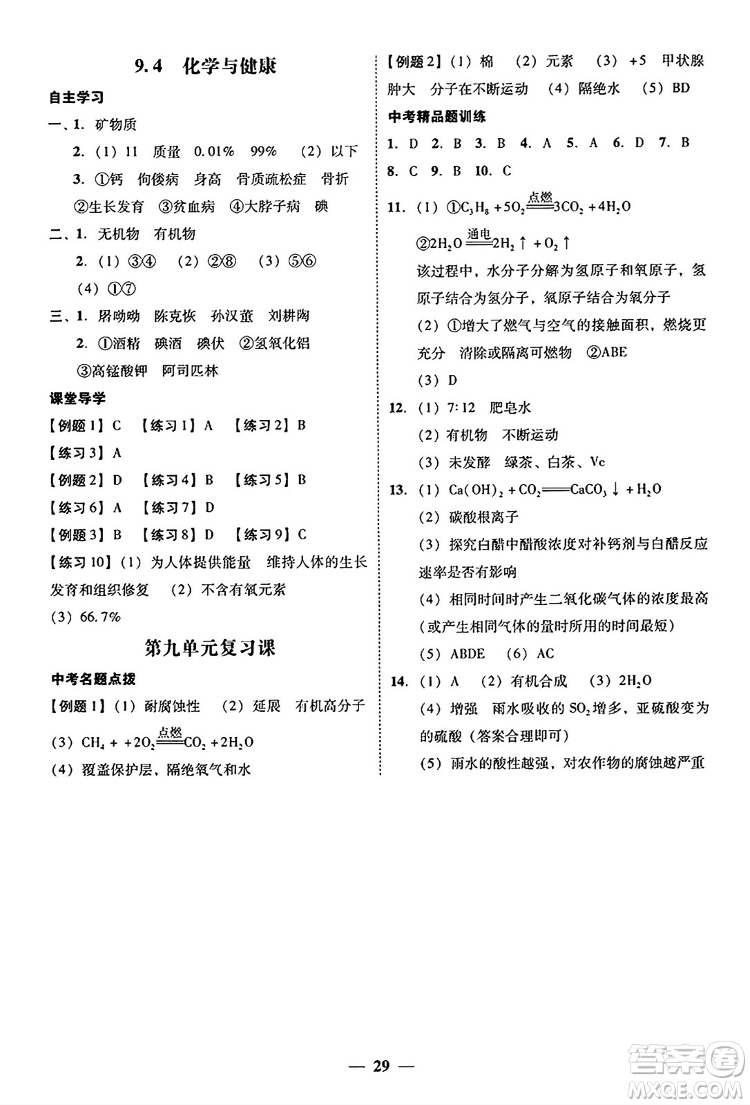 廣東教育出版社2025年秋南粵學(xué)典學(xué)考精練九年級化學(xué)全一冊科粵版答案