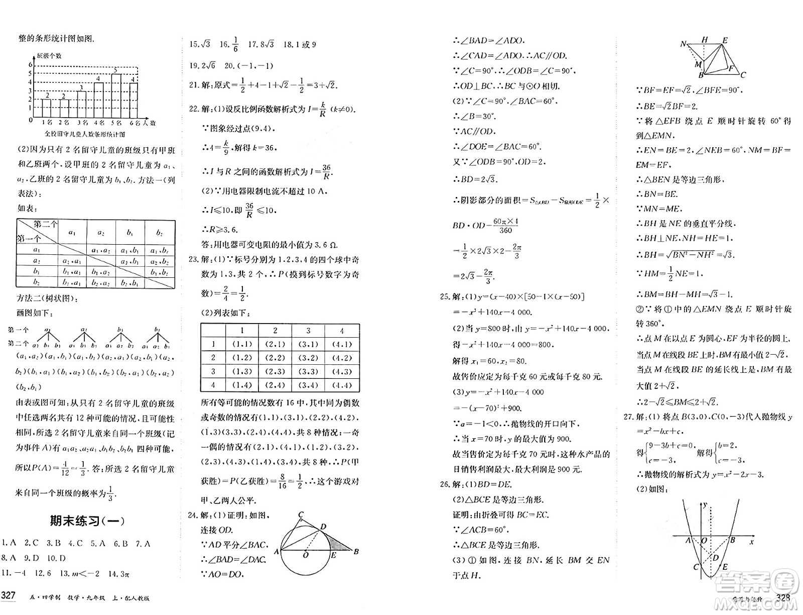 黑龍江教育出版社2024年秋資源與評價九年級數(shù)學(xué)上冊人教版黑龍江專版五四制答案