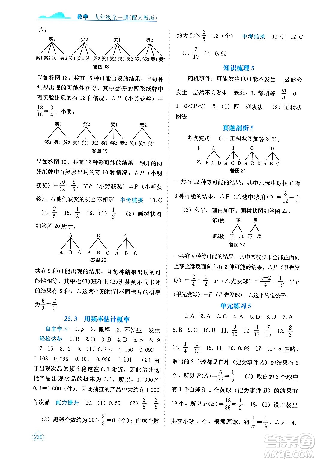 廣西教育出版社2025年秋自主學(xué)習(xí)能力測評九年級數(shù)學(xué)全一冊人教版答案