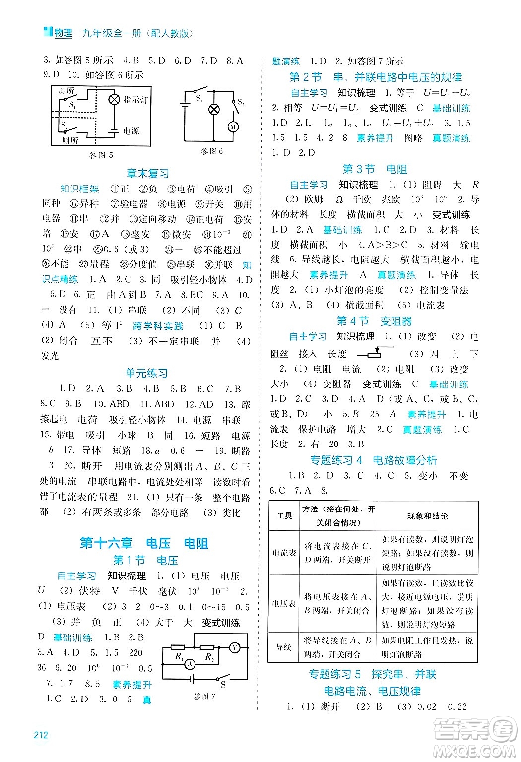 廣西教育出版社2025年秋自主學(xué)習(xí)能力測(cè)評(píng)九年級(jí)物理全一冊(cè)人教版答案