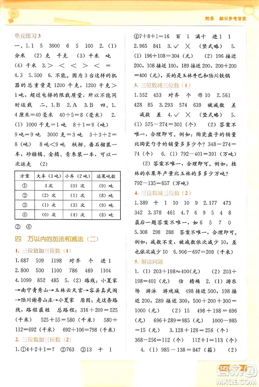 廣西教育出版社2024年秋自主學(xué)習(xí)能力測(cè)評(píng)三年級(jí)數(shù)學(xué)上冊(cè)人教版答案