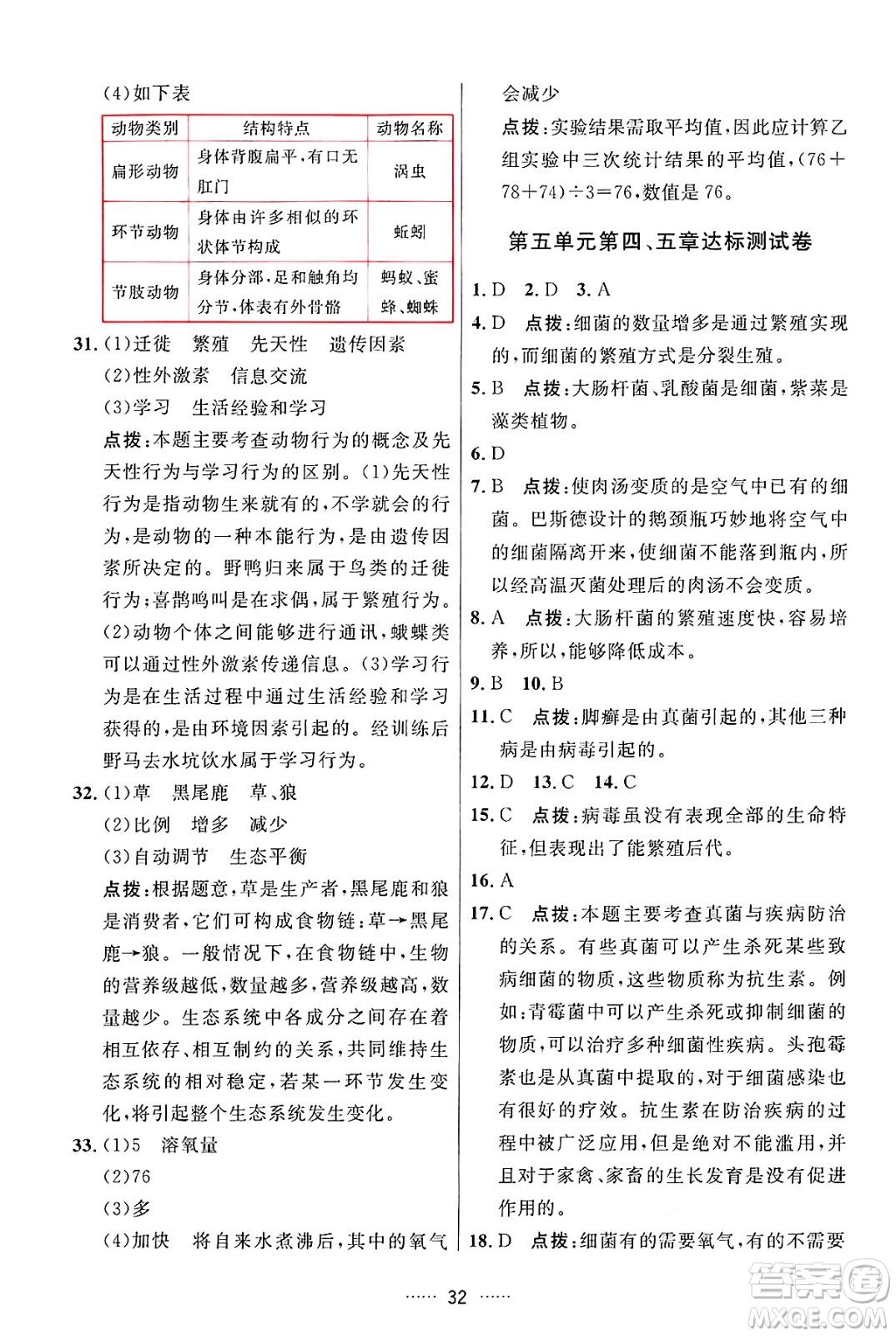 吉林教育出版社2024年秋三維數(shù)字課堂八年級(jí)生物上冊(cè)人教版答案