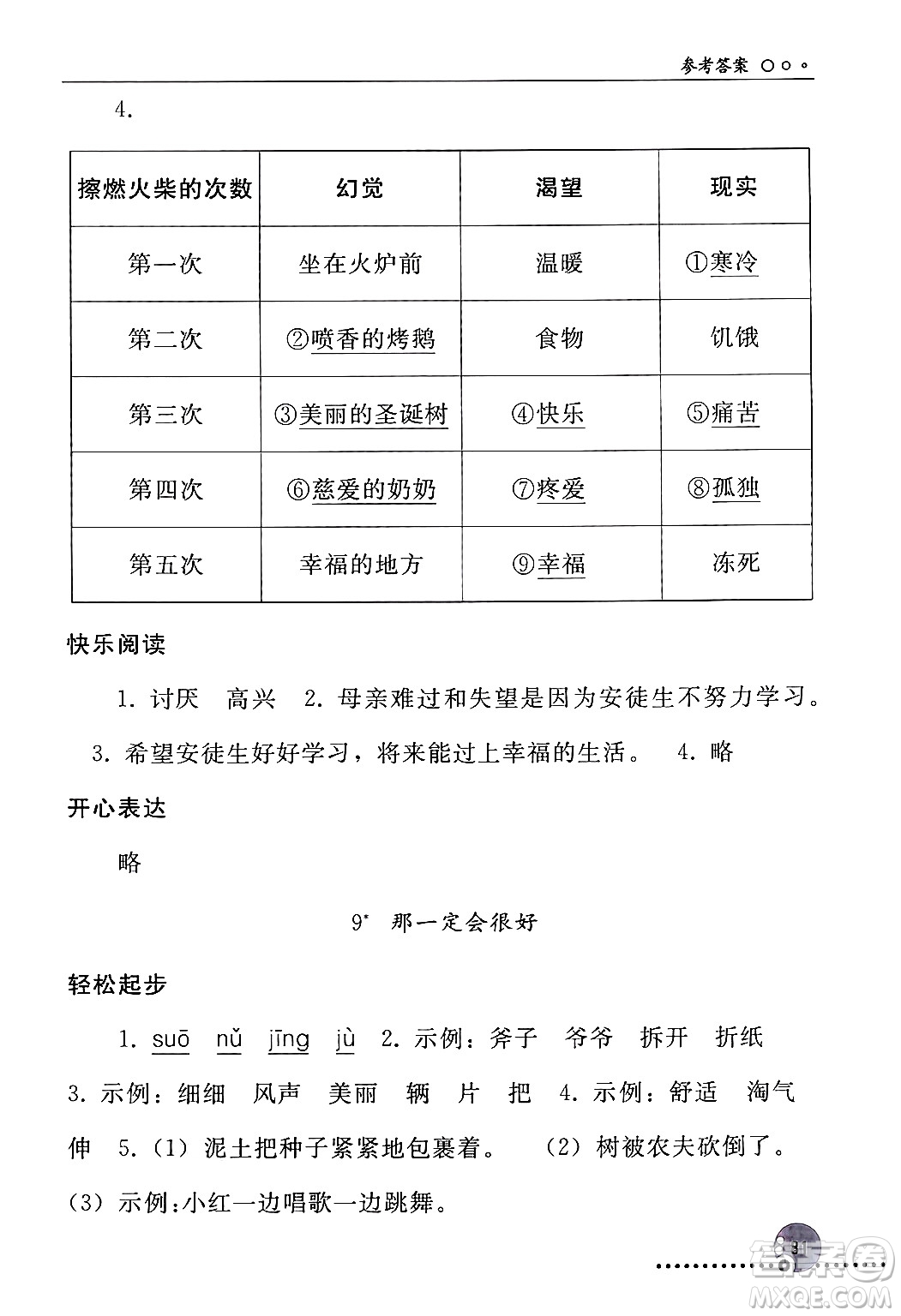 人民教育出版社2024年秋同步練習(xí)冊(cè)三年級(jí)語文上冊(cè)人教版新疆專版答案