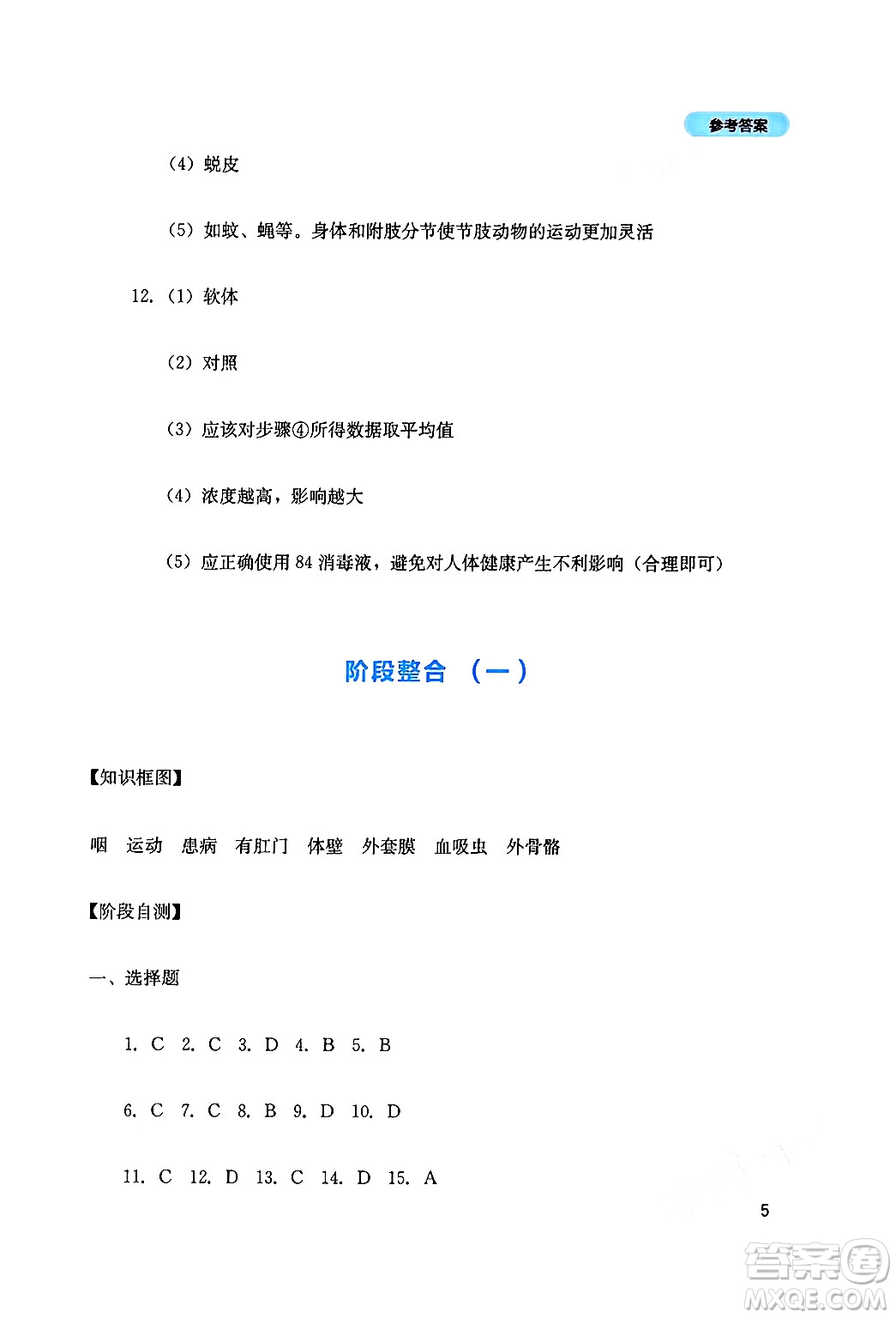 四川教育出版社2024年秋新課程實(shí)踐與探究叢書(shū)八年級(jí)生物上冊(cè)人教版答案