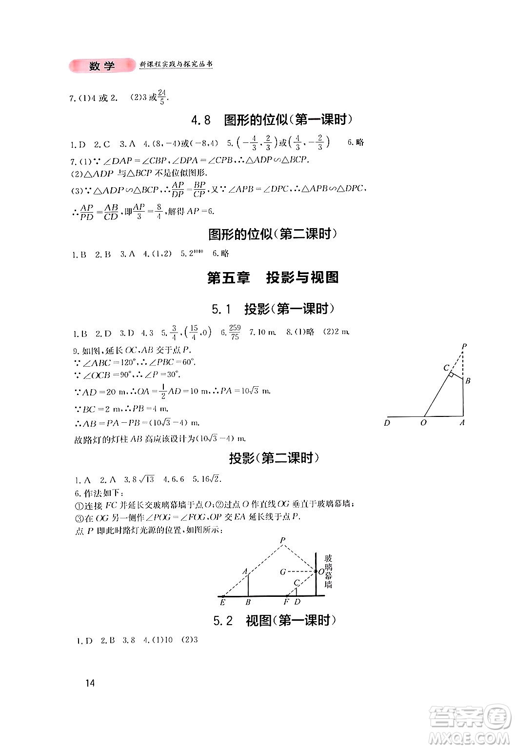 四川教育出版社2024年秋新課程實踐與探究叢書九年級數學上冊北師大版答案