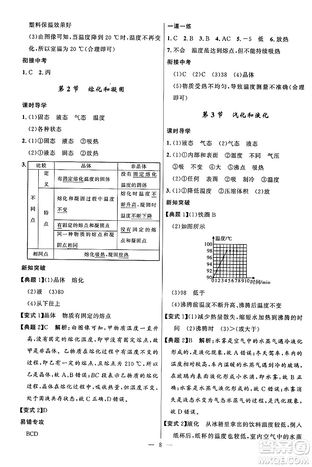 福建人民出版社2024年秋頂尖課課練八年級(jí)物理上冊(cè)人教版貴州專版答案