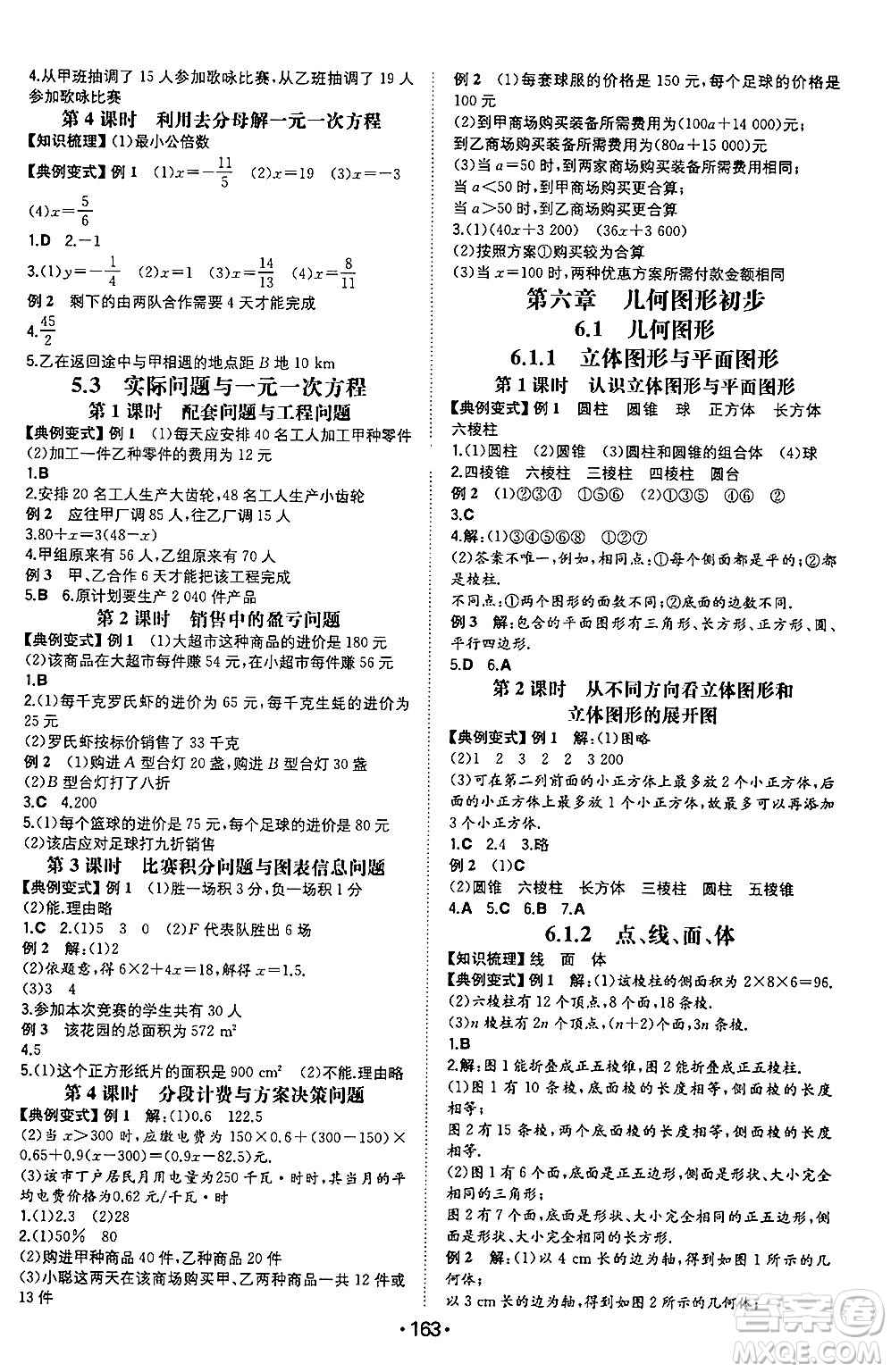 湖南教育出版社2024年秋一本同步訓(xùn)練七年級數(shù)學(xué)上冊人教版重慶專版答案