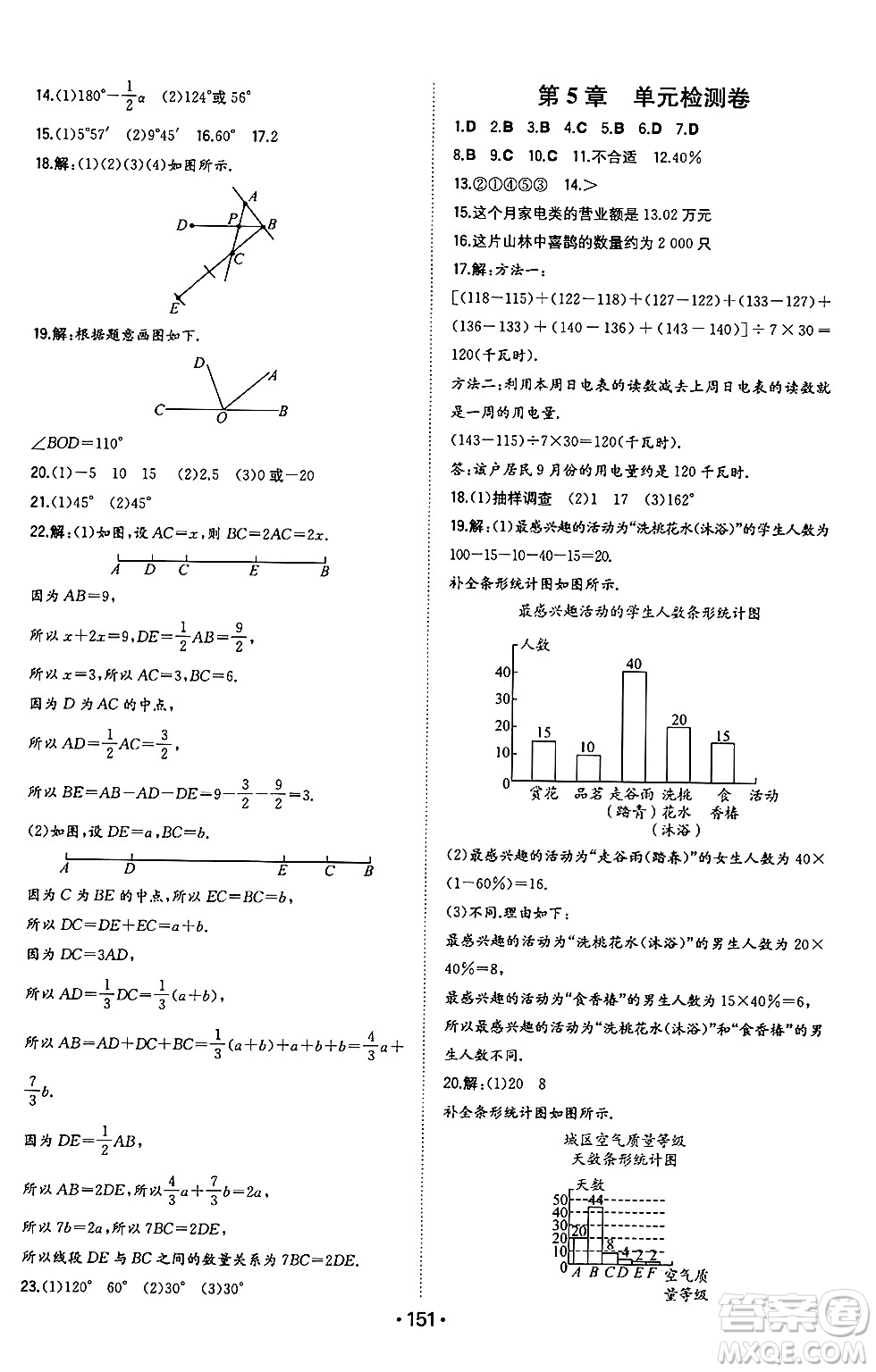 湖南教育出版社2024年秋一本同步訓(xùn)練七年級數(shù)學(xué)上冊滬科版安徽專版答案