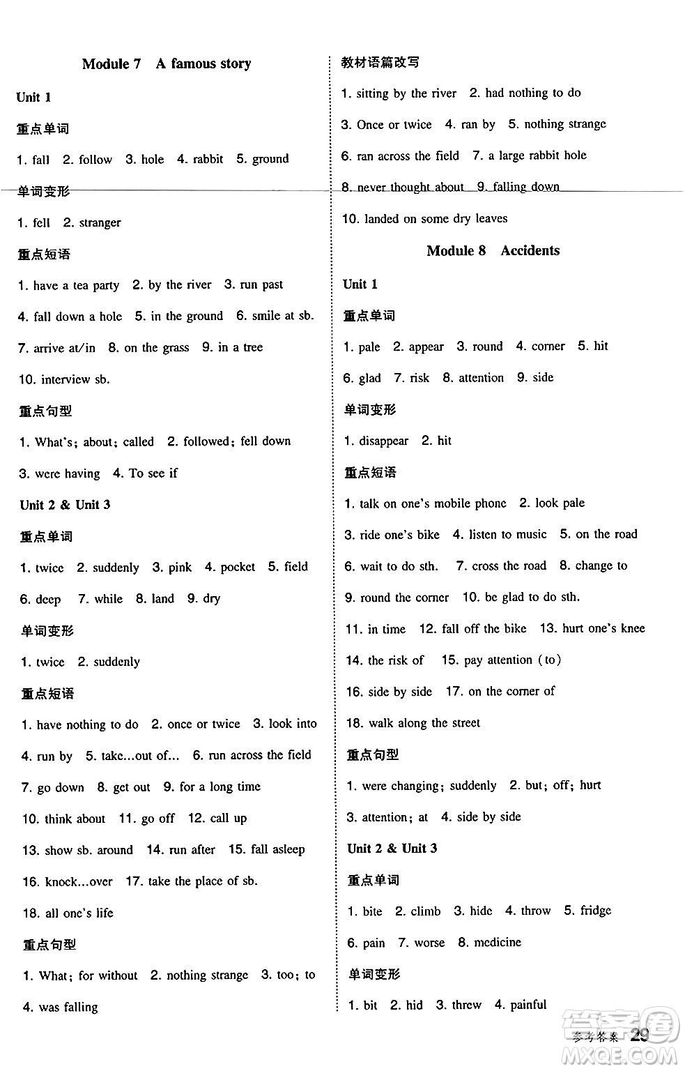 湖南教育出版社2024年秋一本同步訓(xùn)練八年級(jí)英語上冊外研版答案