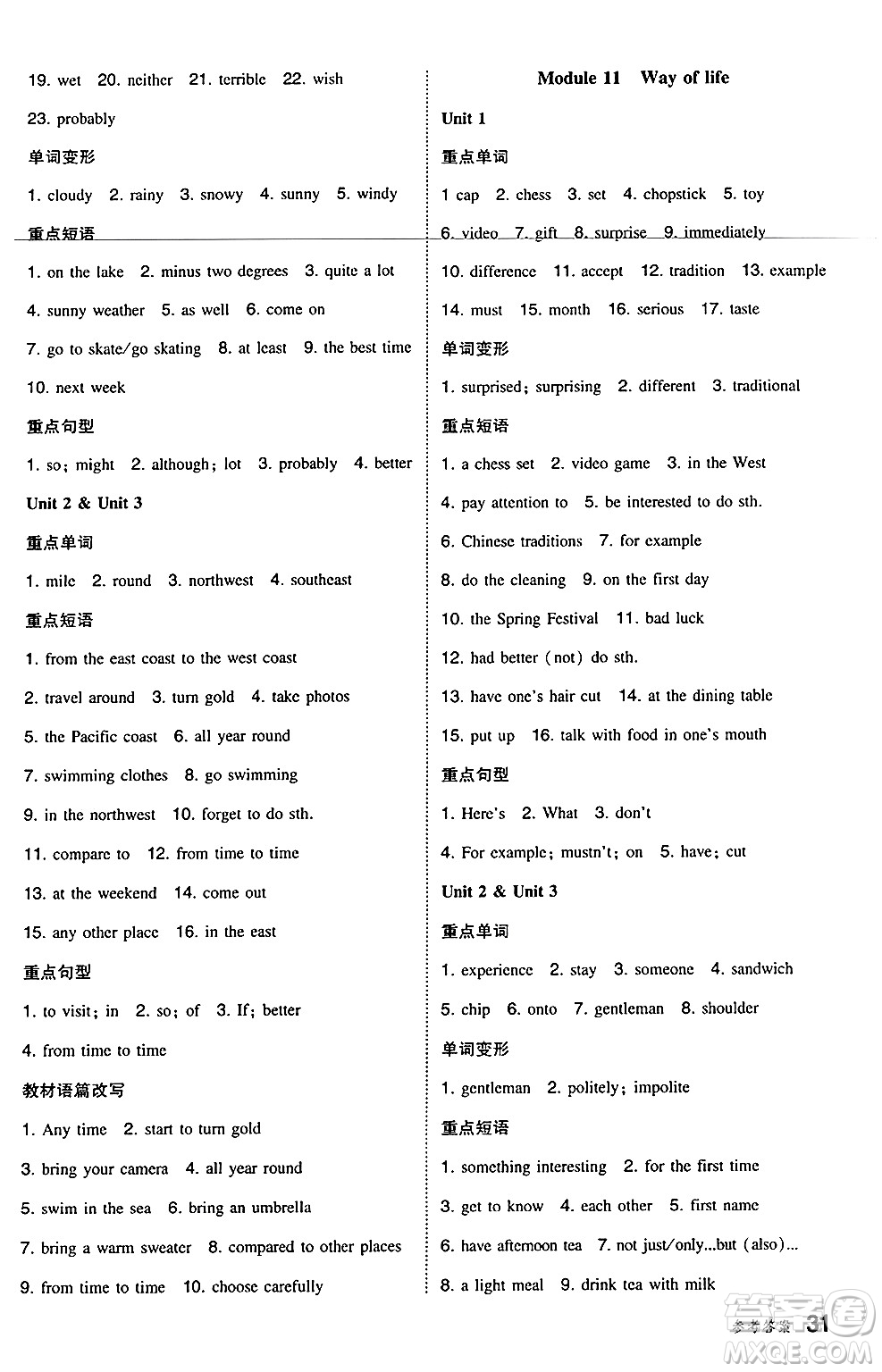 湖南教育出版社2024年秋一本同步訓(xùn)練八年級(jí)英語上冊外研版答案