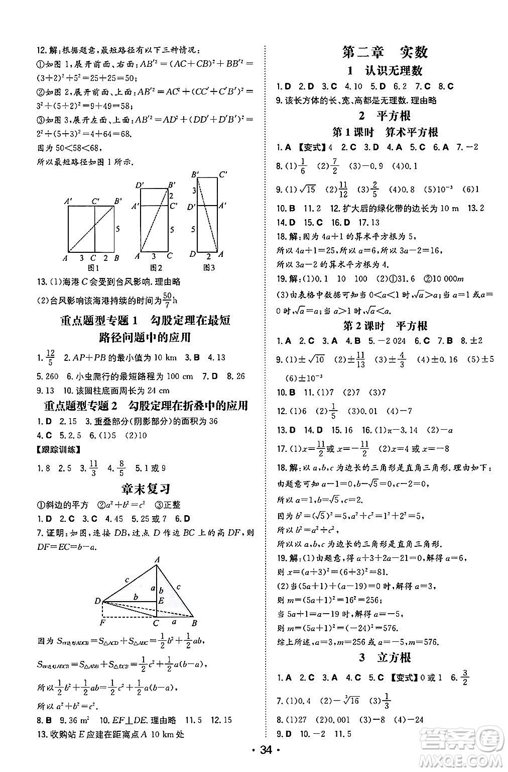 湖南教育出版社2024年秋一本同步訓(xùn)練八年級(jí)數(shù)學(xué)上冊(cè)北師大版陜西專(zhuān)版答案