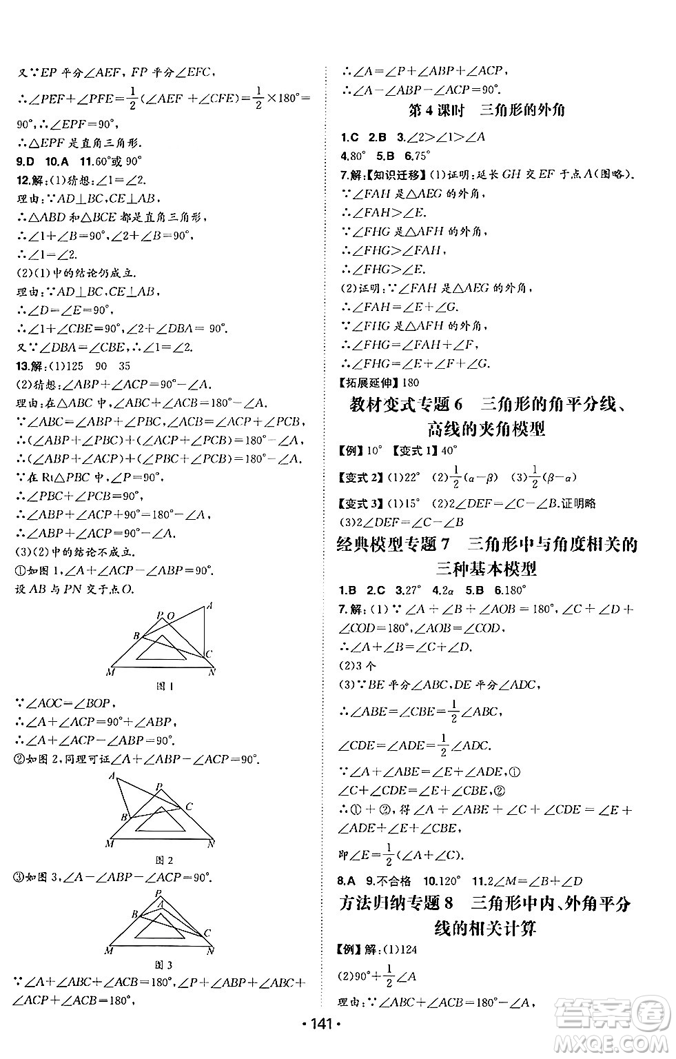 湖南教育出版社2024年秋一本同步訓(xùn)練八年級(jí)數(shù)學(xué)上冊(cè)滬科版安徽專版答案