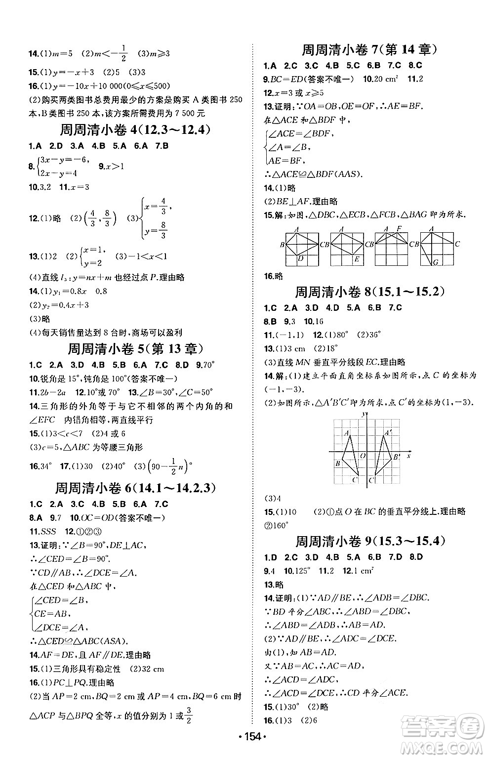 湖南教育出版社2024年秋一本同步訓(xùn)練八年級(jí)數(shù)學(xué)上冊(cè)滬科版安徽專版答案