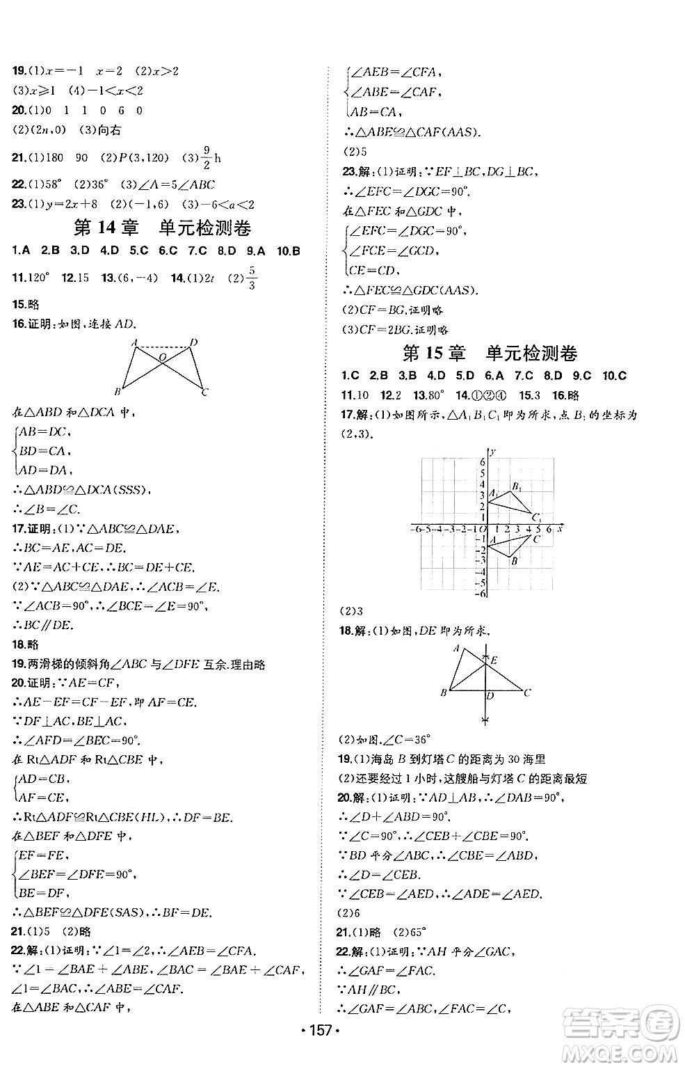 湖南教育出版社2024年秋一本同步訓(xùn)練八年級(jí)數(shù)學(xué)上冊(cè)滬科版安徽專版答案