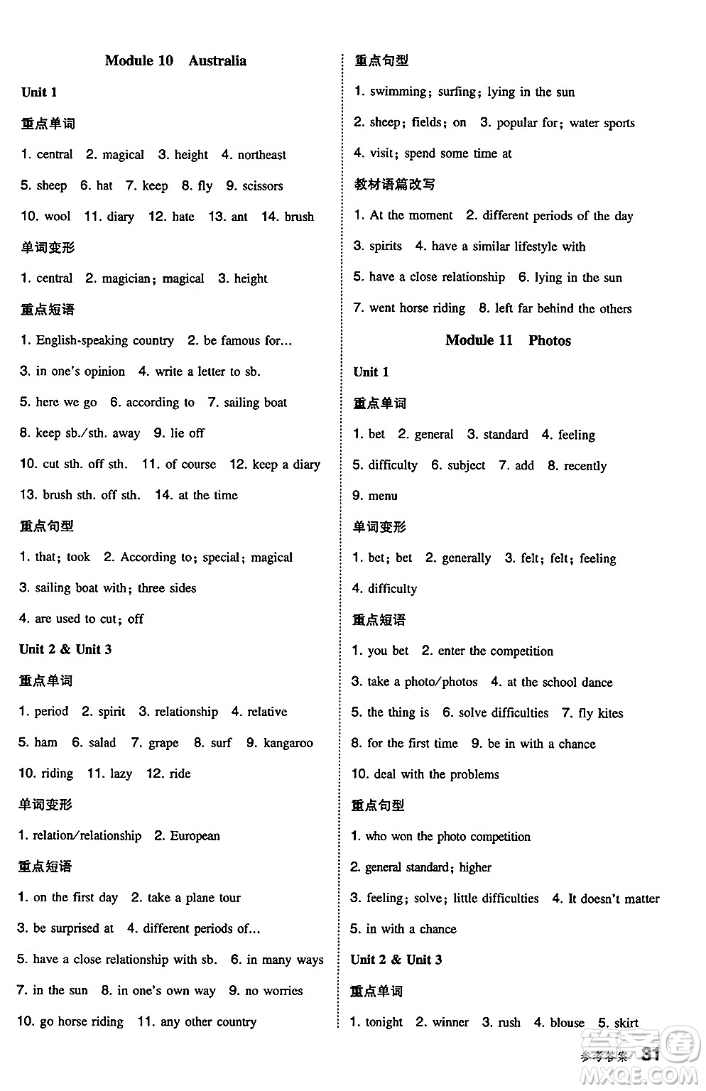 湖南教育出版社2024年秋一本同步訓(xùn)練九年級英語上冊外研版答案