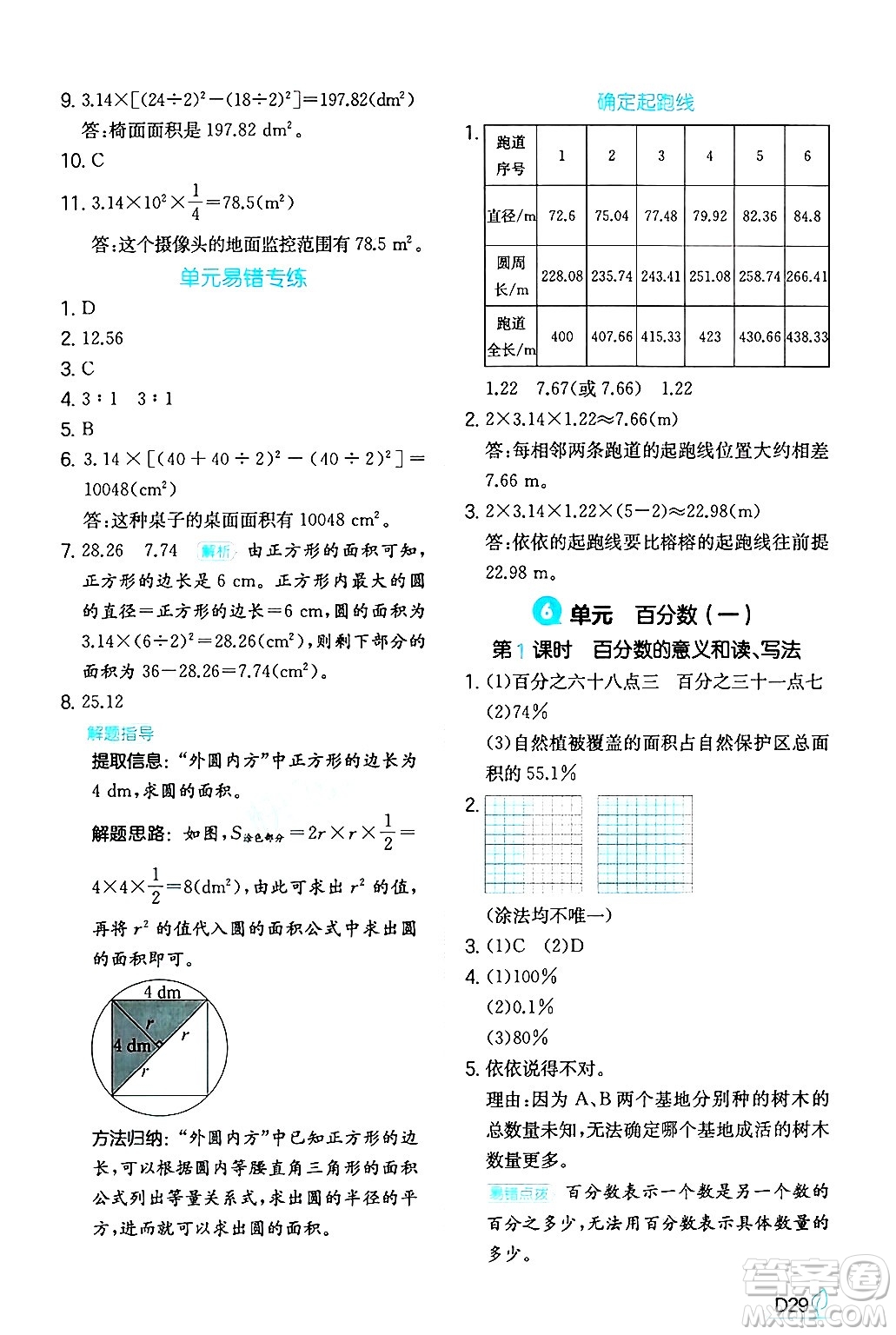 湖南教育出版社2024年秋一本同步訓(xùn)練六年級數(shù)學(xué)上冊人教版答案