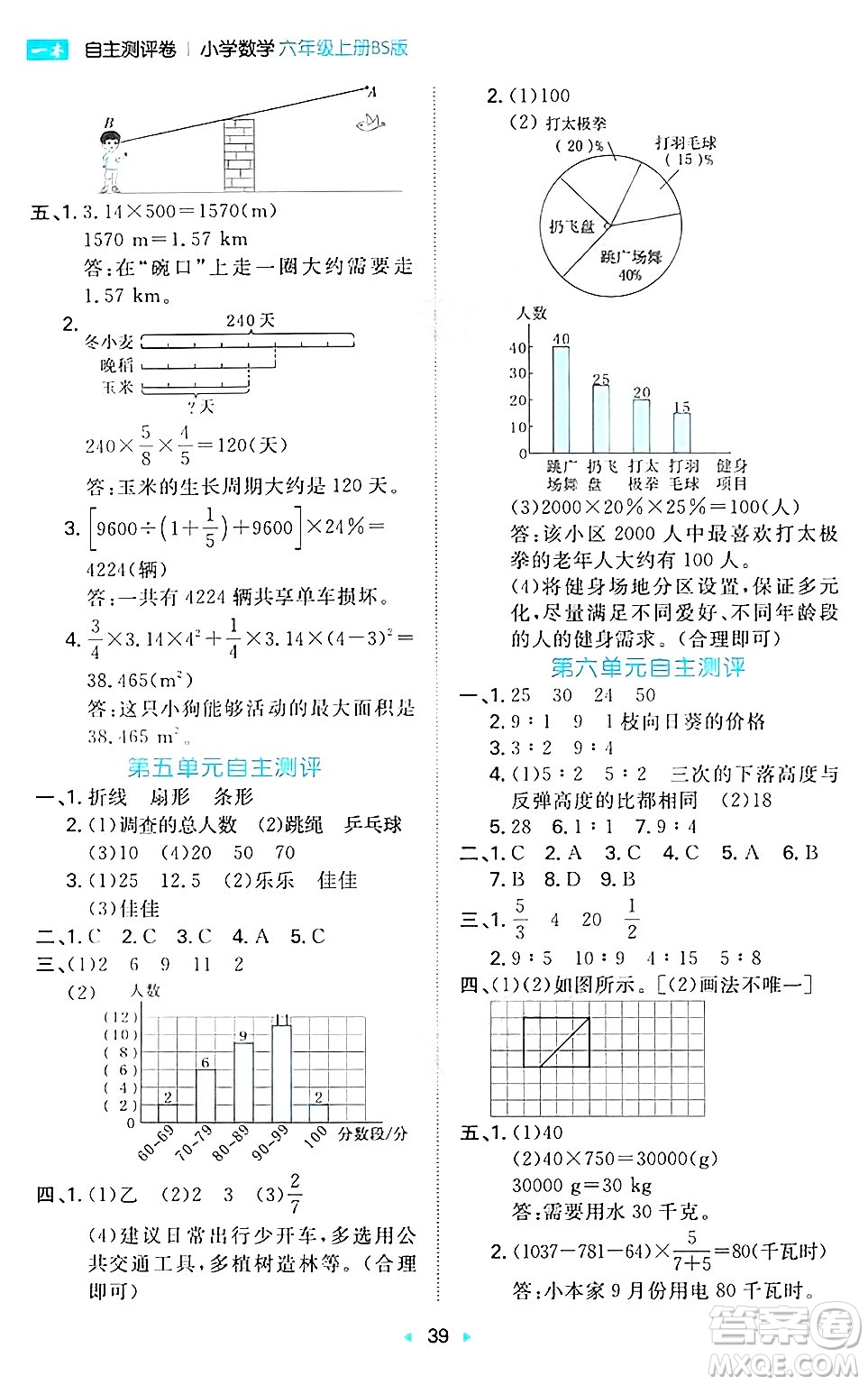 湖南教育出版社2024年秋一本同步訓(xùn)練六年級(jí)數(shù)學(xué)上冊(cè)北師大版答案