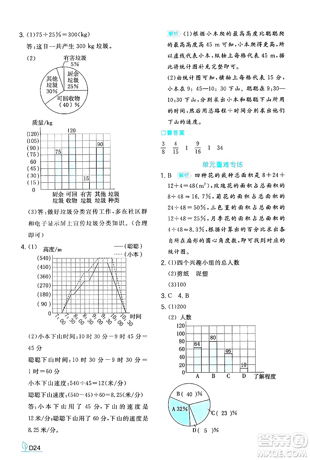 湖南教育出版社2024年秋一本同步訓(xùn)練六年級(jí)數(shù)學(xué)上冊(cè)北師大版答案