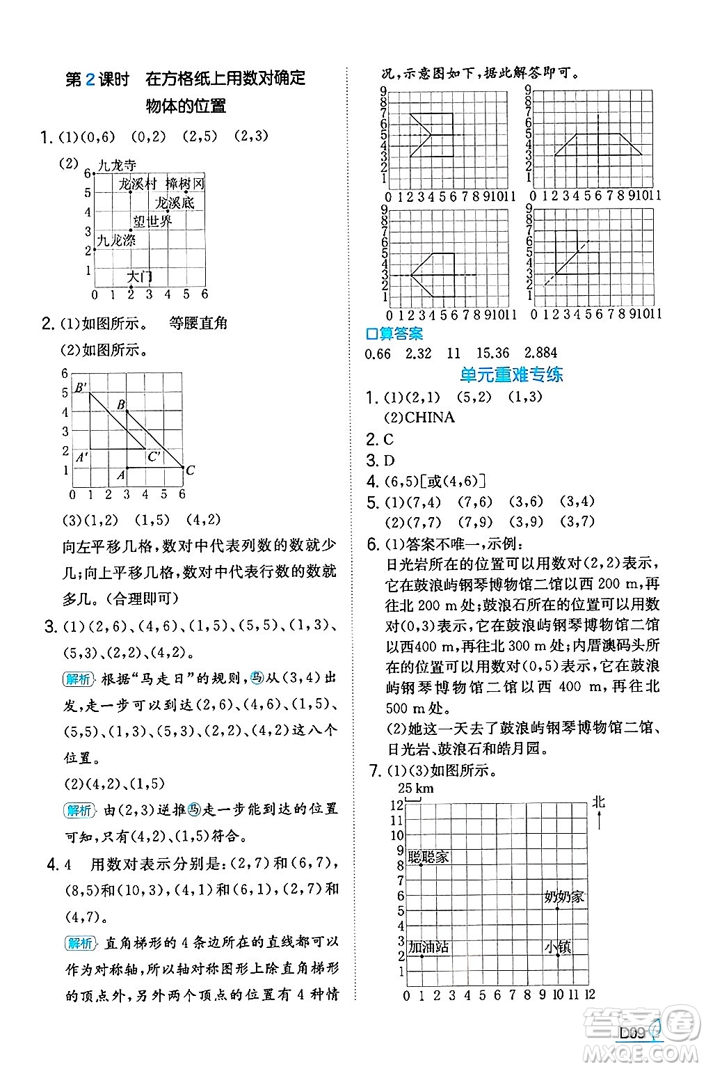 湖南教育出版社2024年秋一本同步訓(xùn)練五年級數(shù)學(xué)上冊人教版福建專版答案